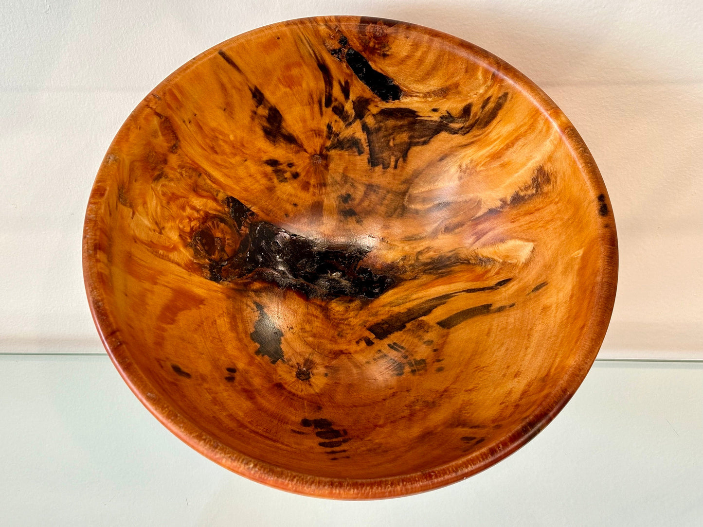 Norfork Pine wood bowl with black Alaskan anthracite inlay, Handmade in Hawaii