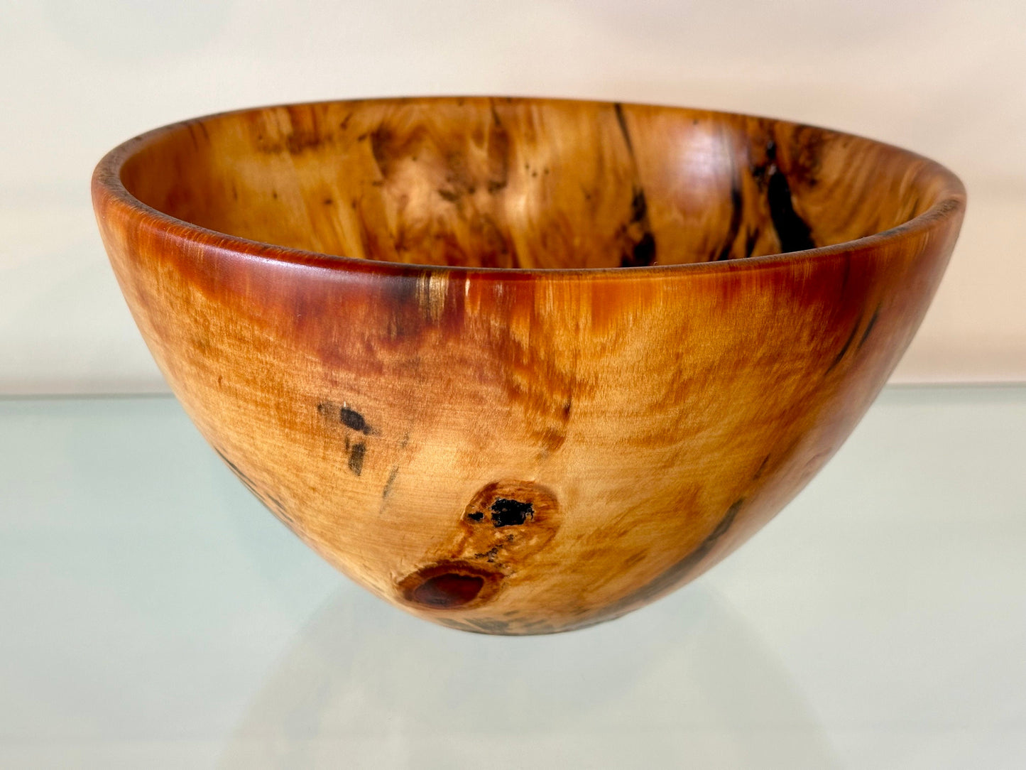 Norfork Pine wood bowl with black Alaskan anthracite inlay, Handmade in Hawaii