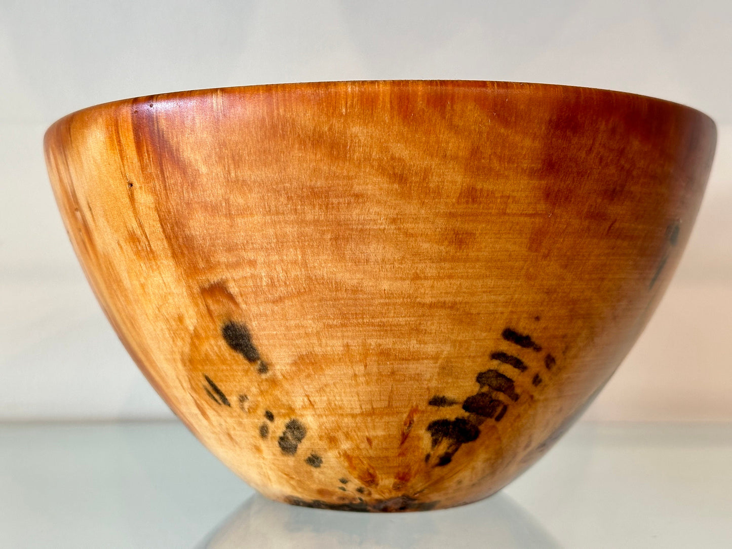 Norfork Pine wood bowl with black Alaskan anthracite inlay, Handmade in Hawaii