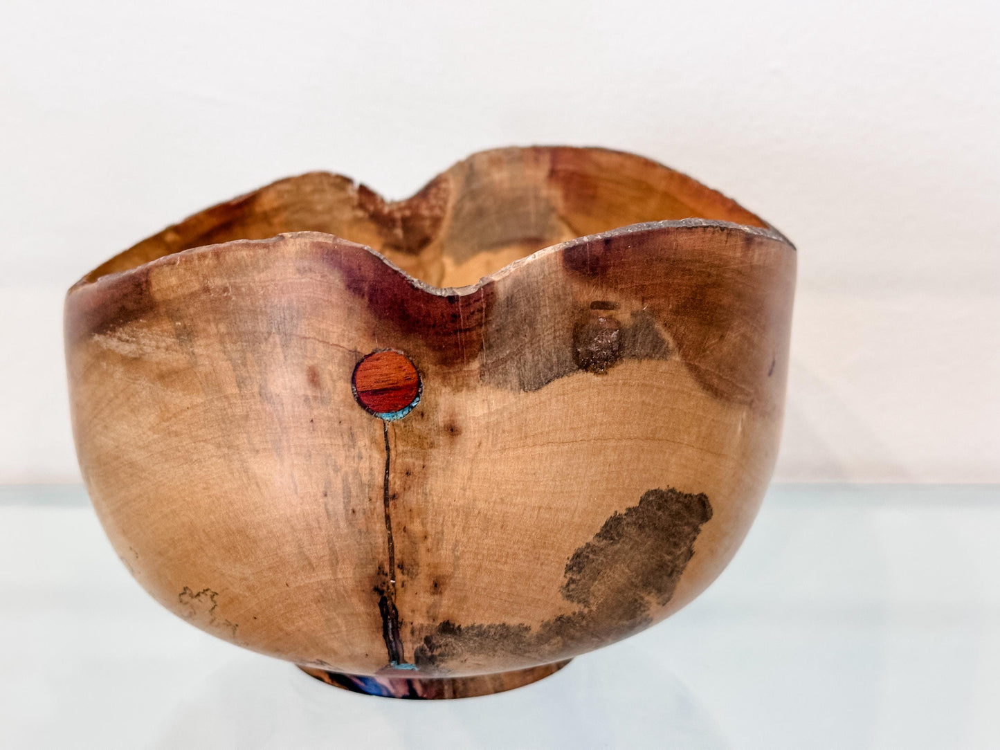 Hawaiian Lama Wood Bowl, Hand-turned Wood Bowl, Wood Bowl, Handmade in Hawaii, with Turquoise Inlay, Food Safe