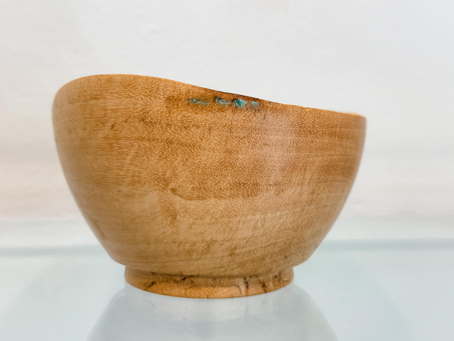 Natural Edge Tamarind Wood Bowl Detailed with Turquoise Gemstone Inlay, Handmade in Hawaii by Llosh Winne