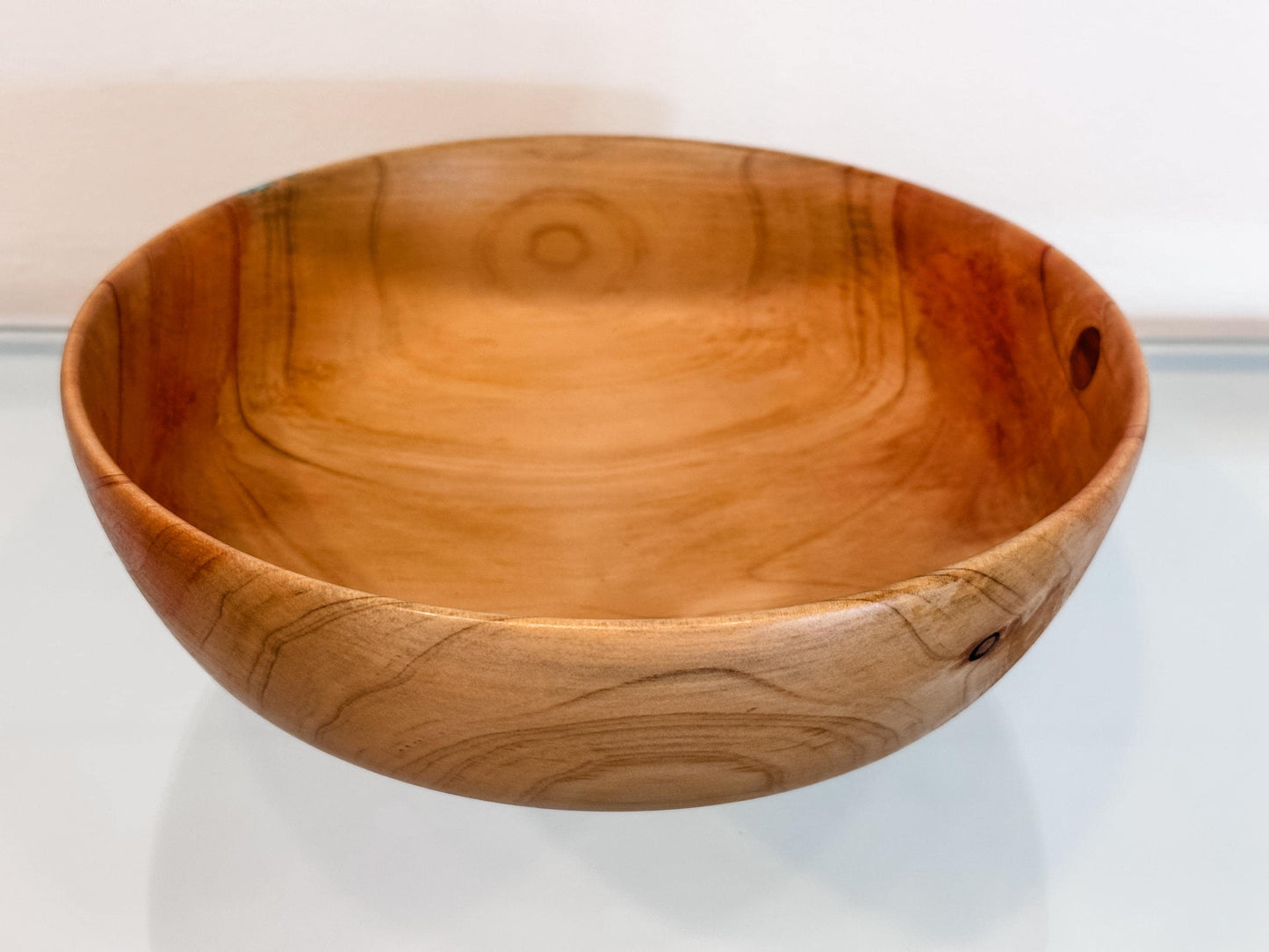 Cypress Wood Salad Bowl with Turquoise Inlay, Handmade in Hawaii, Organic, Food Safe