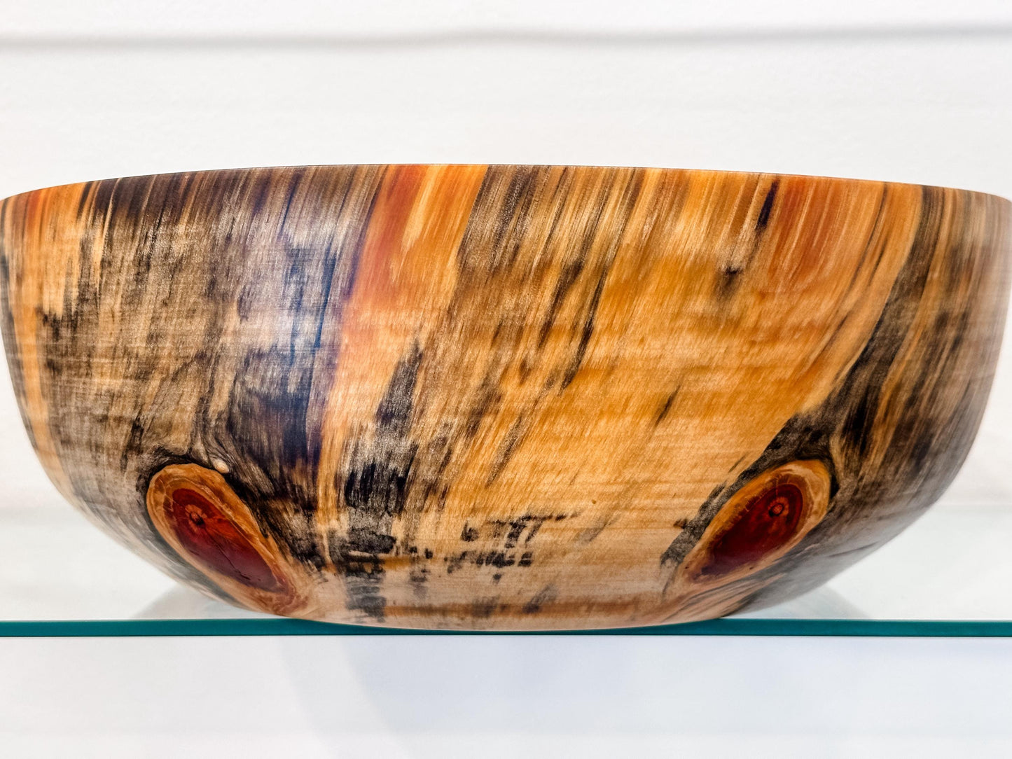 Handmade Large Norfolk Pine Wood Bowl with Turquoise Inlay Detail, Food Safe Salad Bowl, Organic Wood Salad Bowl, Large Wood Salad Bowl