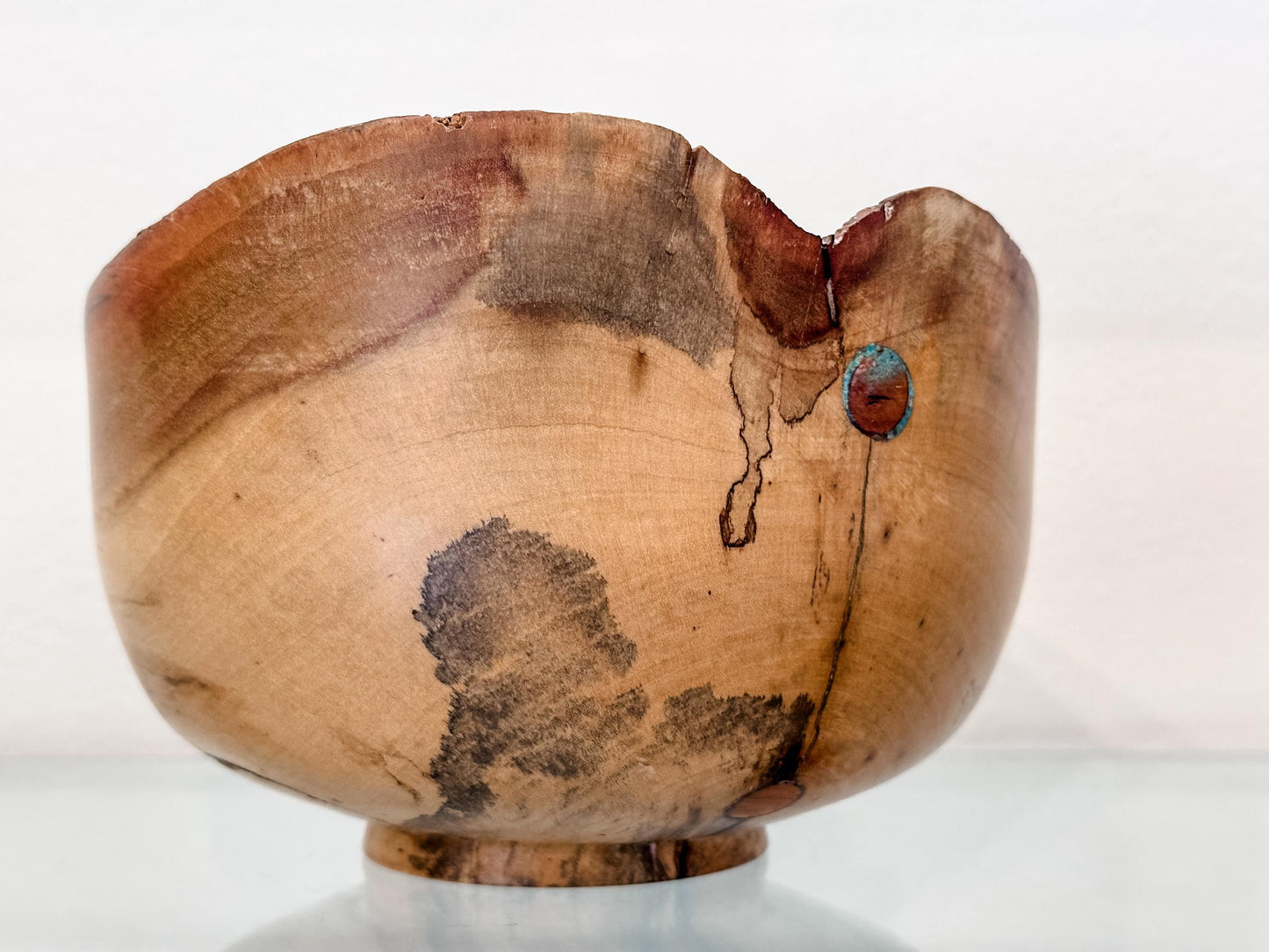 Hawaiian Lama Wood Bowl, Hand-turned Wood Bowl, Wood Bowl, Handmade in Hawaii, with Turquoise Inlay, Food Safe