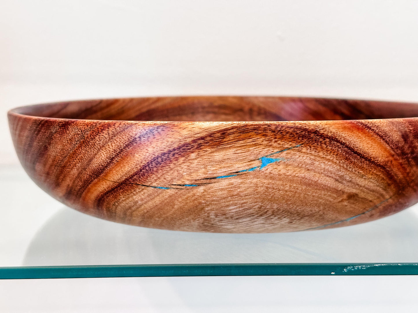 Koa Wood Bowl, Wood Bowl, Wood Salad Bowl, Salad Bowl, Koa Bowl, Handmade Wood Bowl, Bowl with Turquoise, Food Safe, Organic