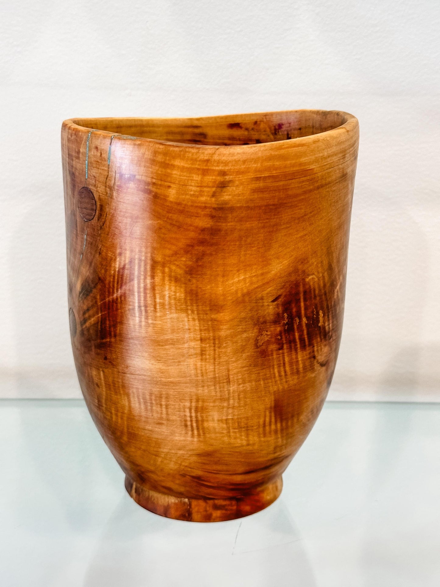 Citrus Orange Wood Bowl with Turquoise Inlay, Hand turned bowl, Handmade in Hawaii by professional bowl turner Llosh Winne