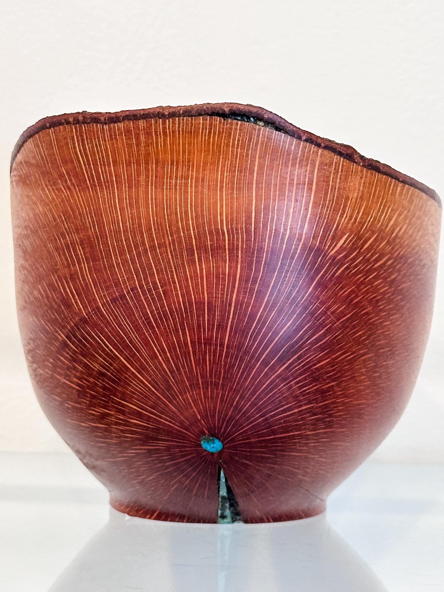 Handmade, artisanal, natural edge macadamia nut wood bowl, Hand-carved by professional artist and bowl turner Llosh Winne