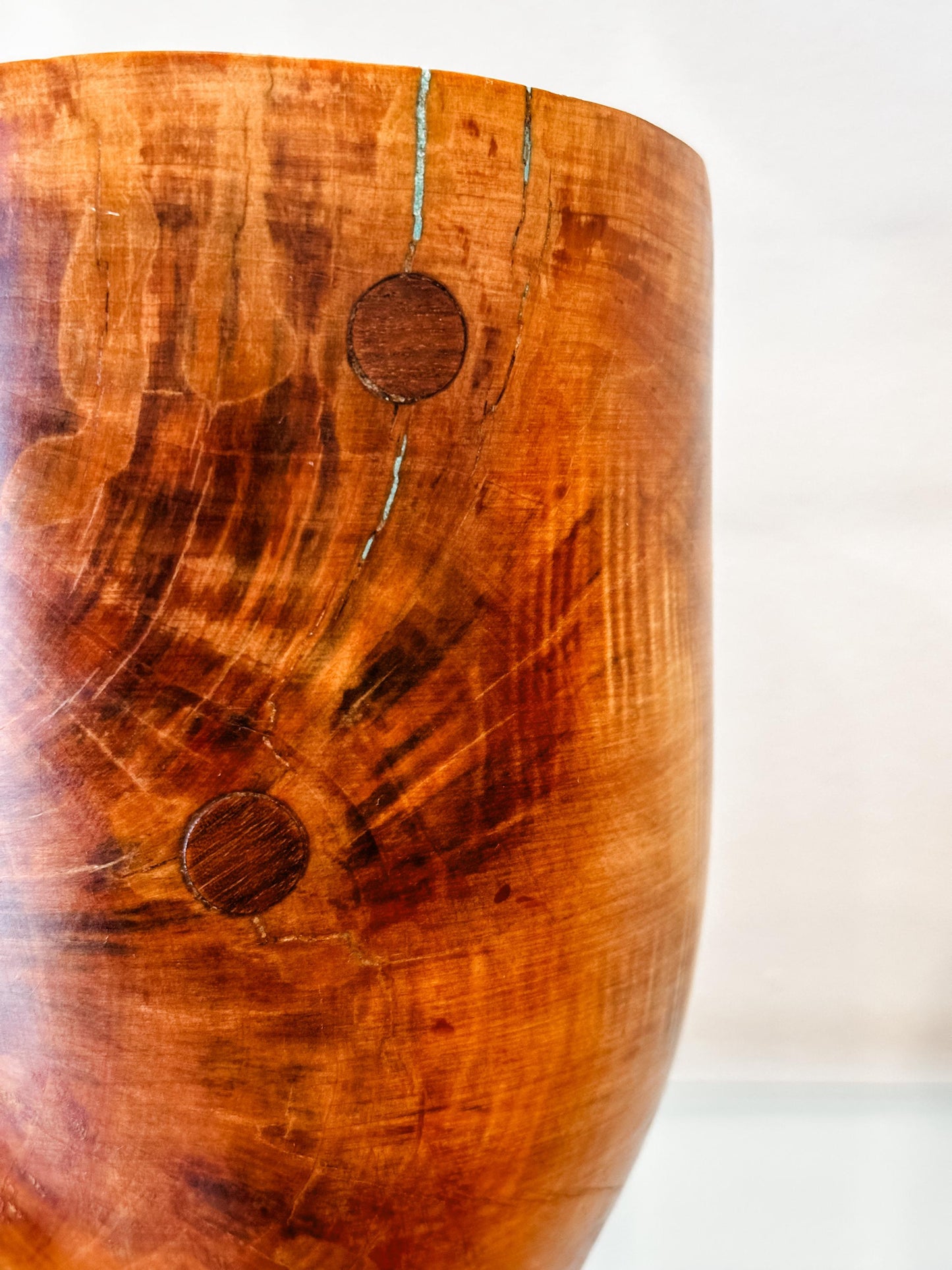 Citrus Orange Wood Bowl with Turquoise Inlay, Hand turned bowl, Handmade in Hawaii by professional bowl turner Llosh Winne