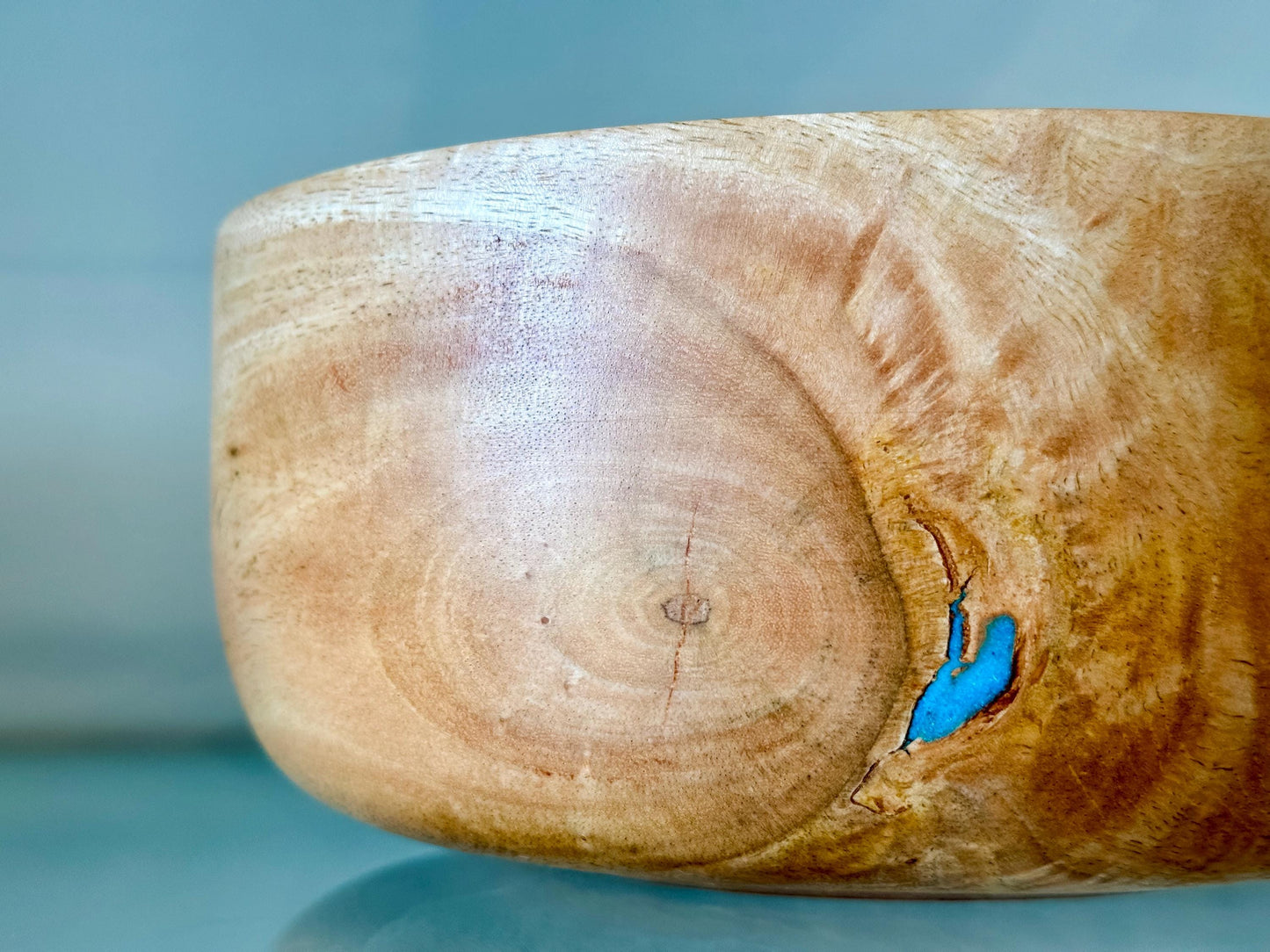 Mango Wood Bowl, Salad Bowl, Handmade Wood Salad Bowl, Mango Bowl, Mango Wood Salad Bowl with Turquoise, Organic, Food Safe