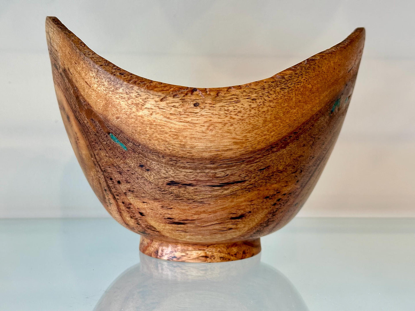 Mango Wood Bowl with Turquoise Inlay, Handmade wood bowl, Made in Hawaii by Llosh Winne, Organic wood bowl
