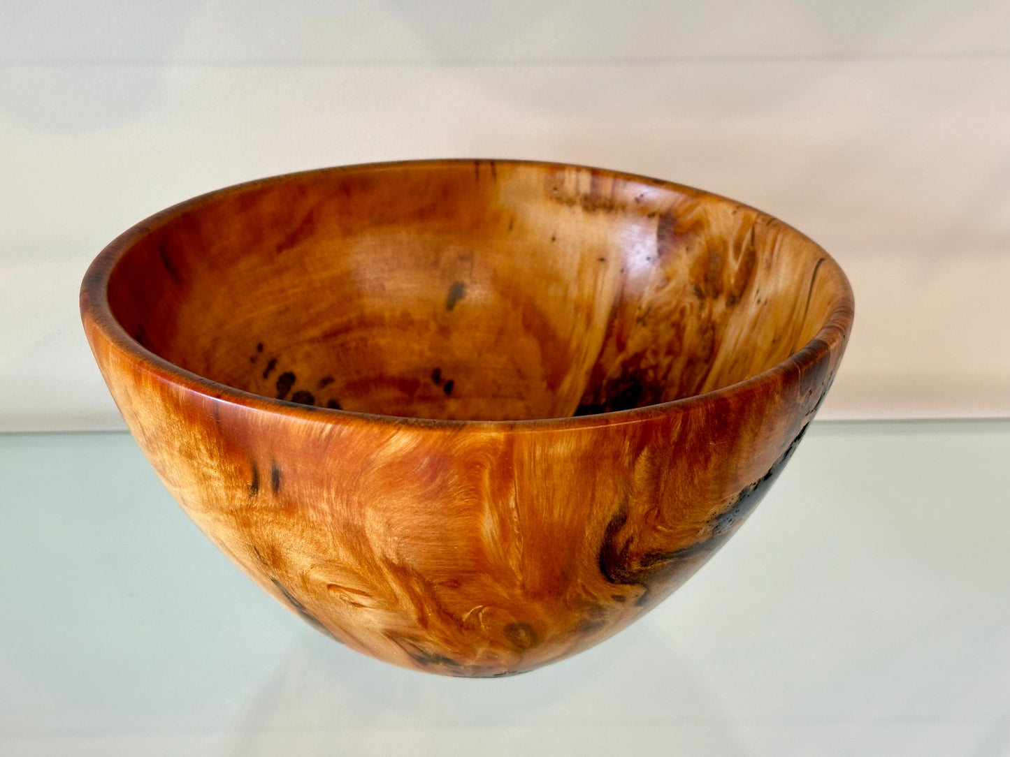 Norfork Pine wood bowl with black Alaskan anthracite inlay, Handmade in Hawaii