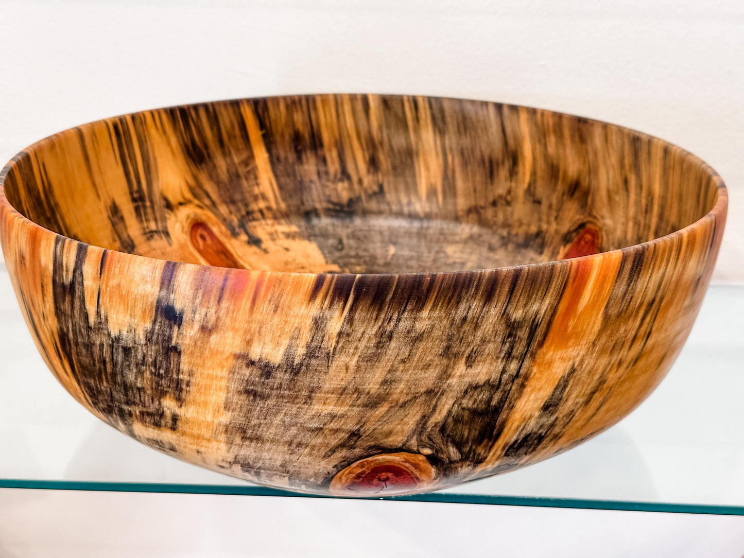 Handmade Large Norfolk Pine Wood Bowl with Turquoise Inlay Detail, Food Safe Salad Bowl, Organic Wood Salad Bowl, Large Wood Salad Bowl