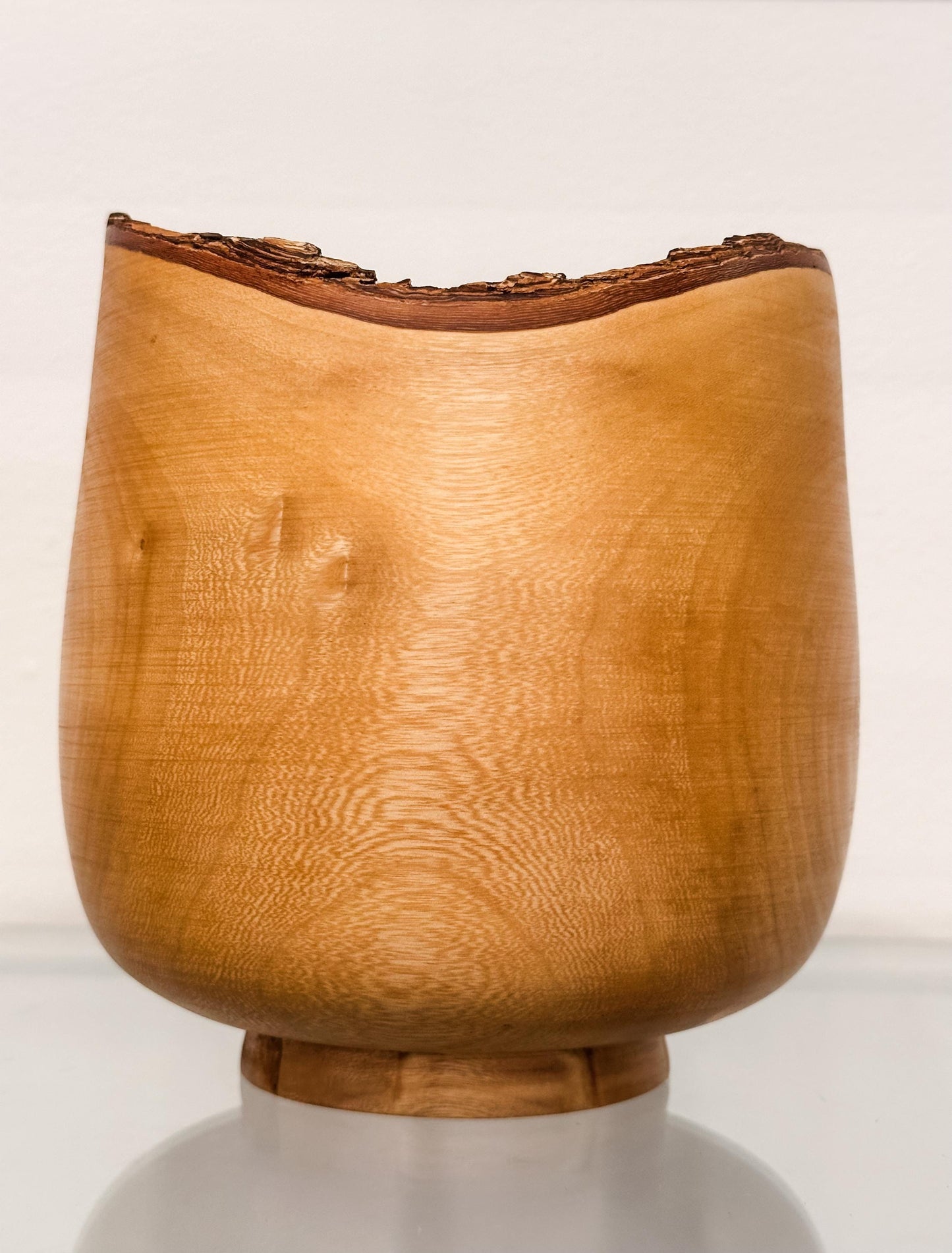 Jacaranda Wood Bowl, Handmade, Artisanal, Natural Edge, with Bark Inclusion and Turquoise Inlay, Hand-carved out of jacaranda wood in Hawaii