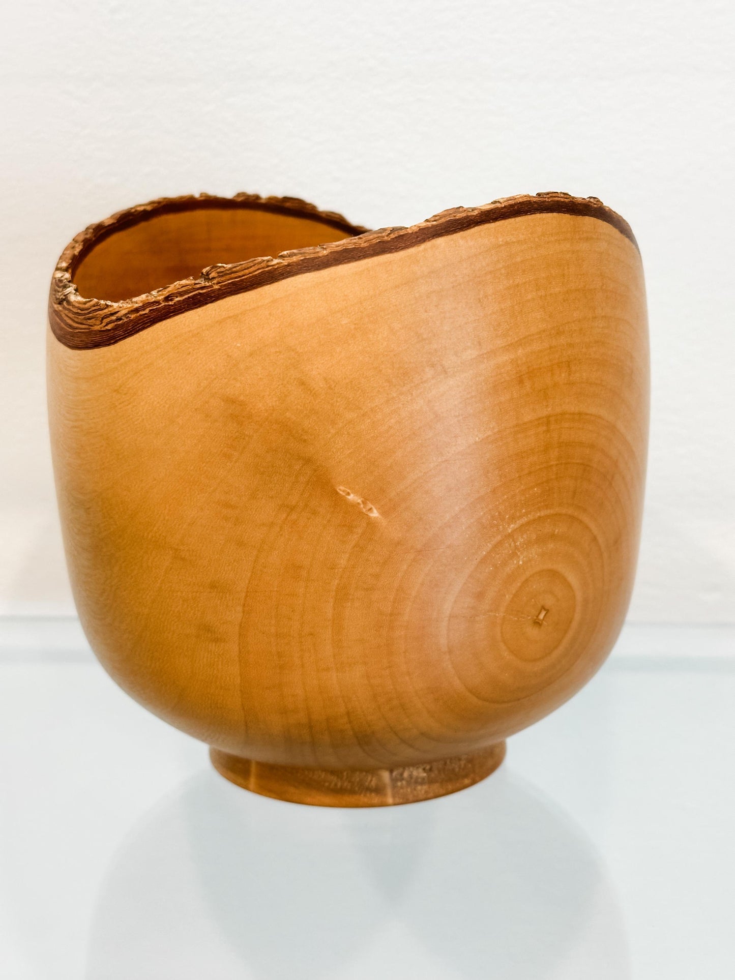 Jacaranda Wood Bowl with Live Edge Bark Inclusion and Turquoise Gemstone Inlay, Handmade in Hawaii, Organic