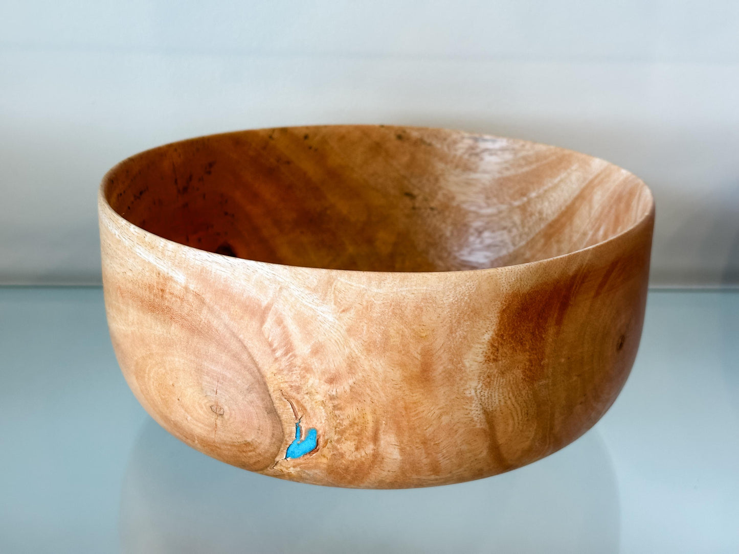 Mango Wood Bowl, Salad Bowl, Handmade Wood Salad Bowl, Mango Bowl, Mango Wood Salad Bowl with Turquoise, Organic, Food Safe