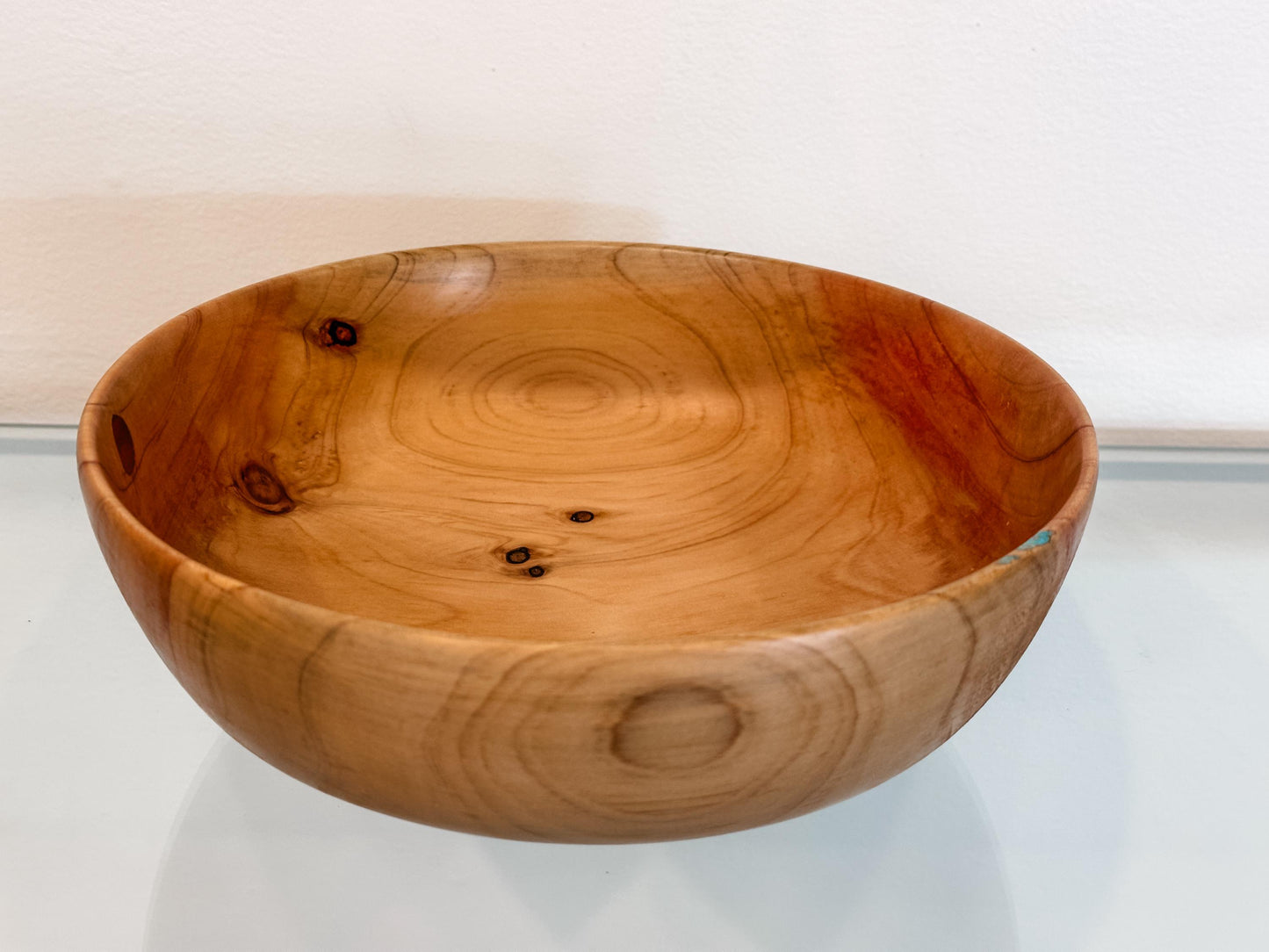 Cypress Wood Salad Bowl with Turquoise Inlay, Handmade in Hawaii, Organic, Food Safe