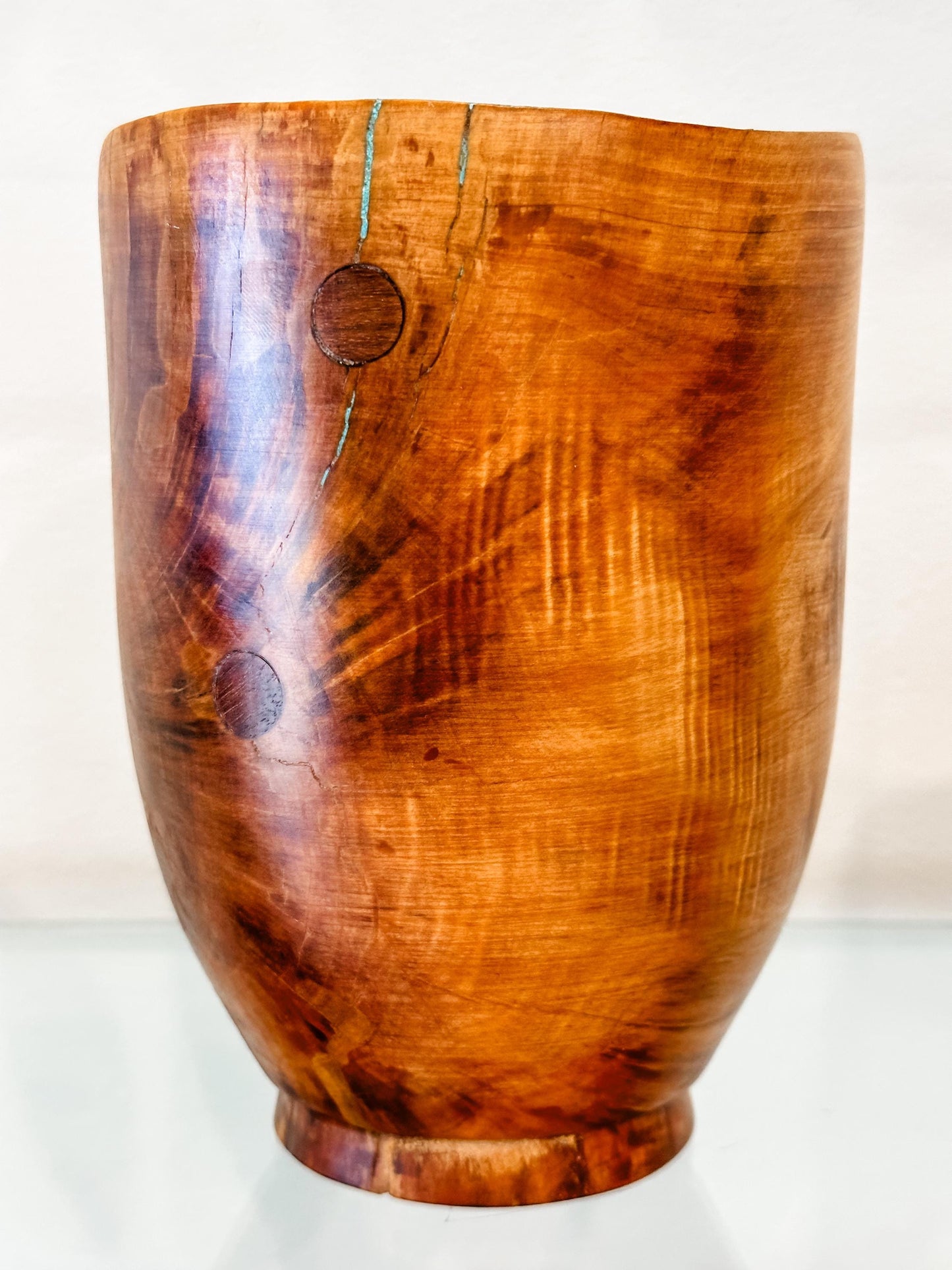 Citrus Orange Wood Bowl with Turquoise Inlay, Hand turned bowl, Handmade in Hawaii by professional bowl turner Llosh Winne