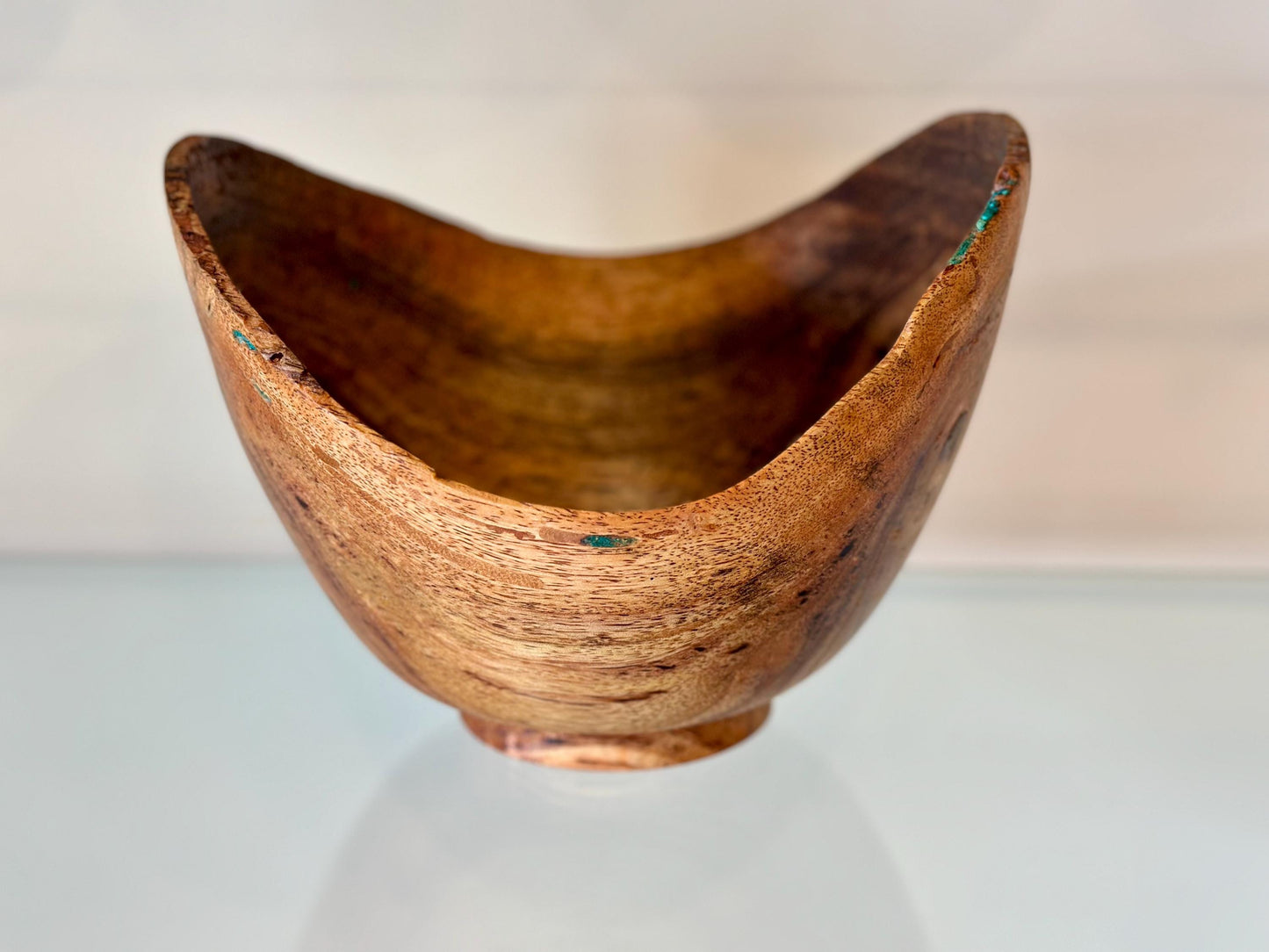 Mango Wood Bowl with Turquoise Inlay, Handmade wood bowl, Made in Hawaii by Llosh Winne, Organic wood bowl