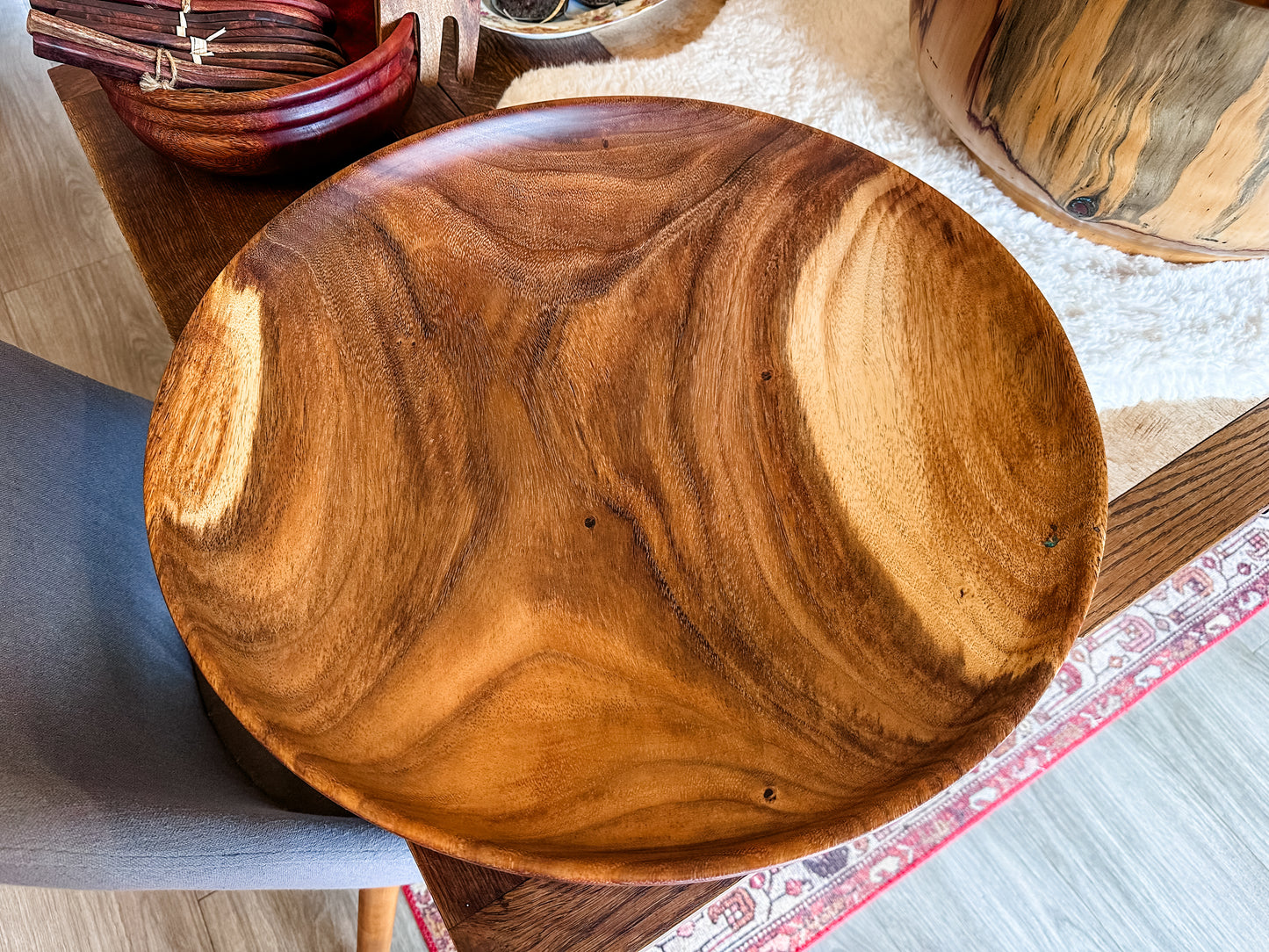 Extra Large Hand-Turned Monkeypod Wood Bowl, Perfect table centerpiece, wedding gift, salad bowl, Food Safe, Organic, XL Wood Salad Bowl