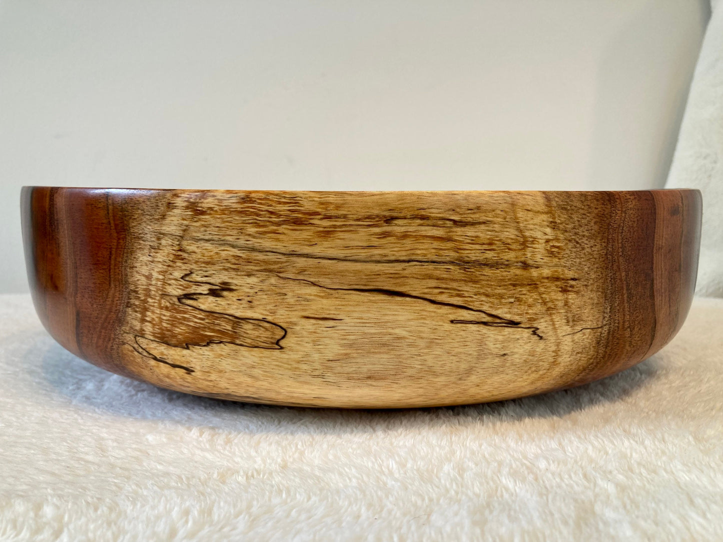 Large Koa Wood Bowl with Turquoise Inlay, Handmade in Hawaii