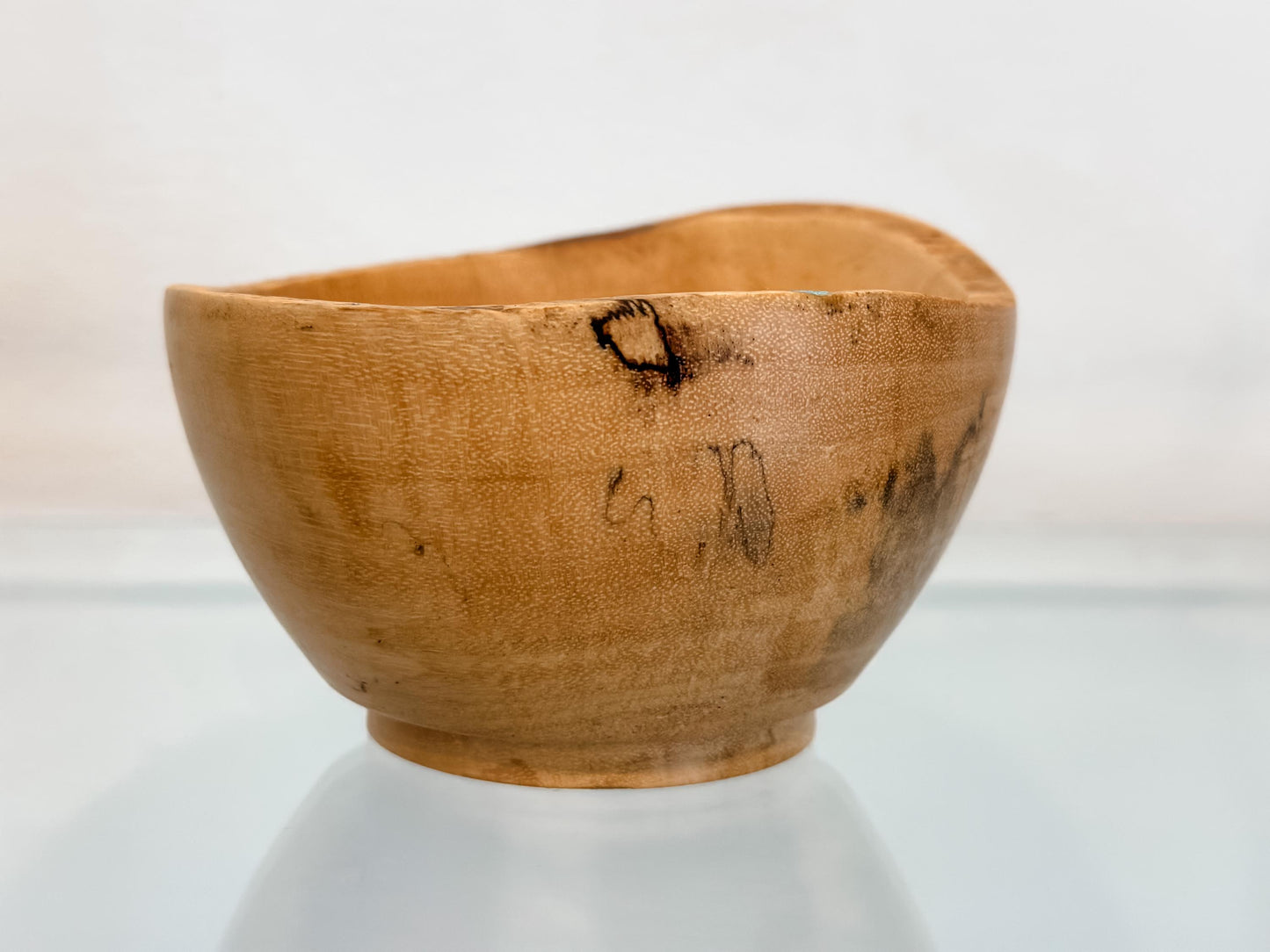 Natural Edge Tamarind Wood Bowl Detailed with Turquoise Gemstone Inlay, Handmade in Hawaii by Llosh Winne
