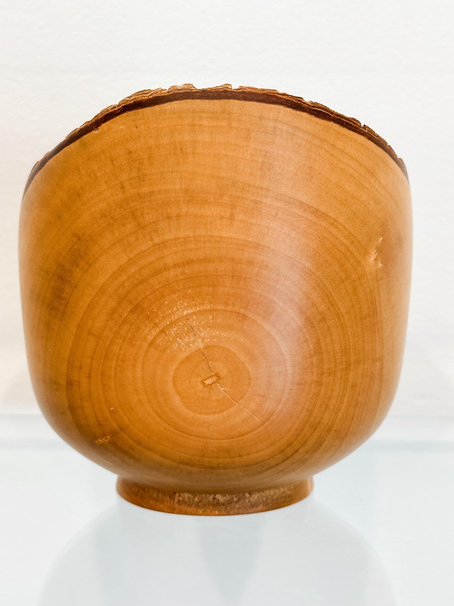 Jacaranda Wood Bowl with Live Edge Bark Inclusion and Turquoise Gemstone Inlay, Handmade in Hawaii, Organic