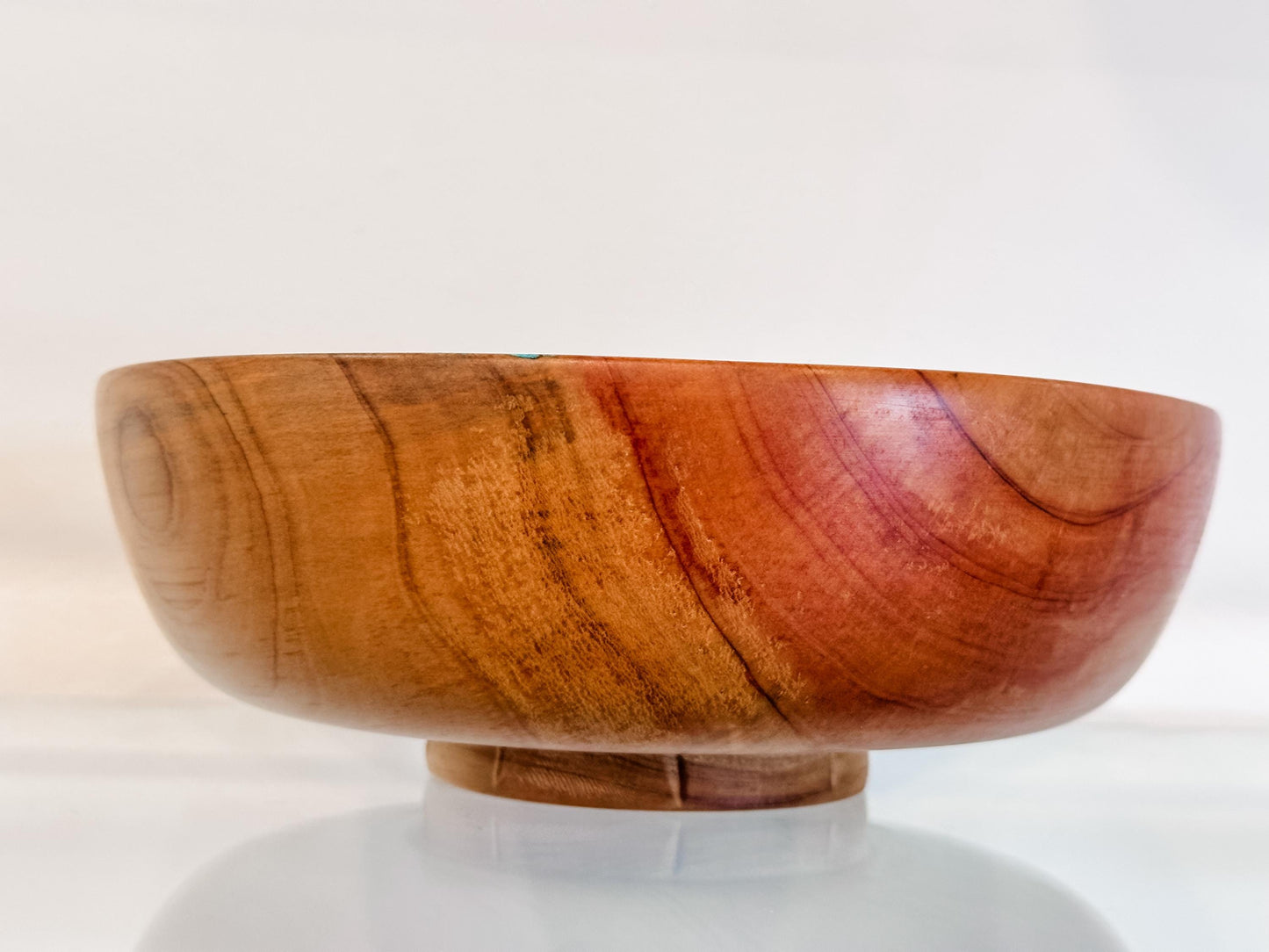 Cypress Wood Salad Bowl with Turquoise Inlay, Handmade in Hawaii, Organic, Food Safe