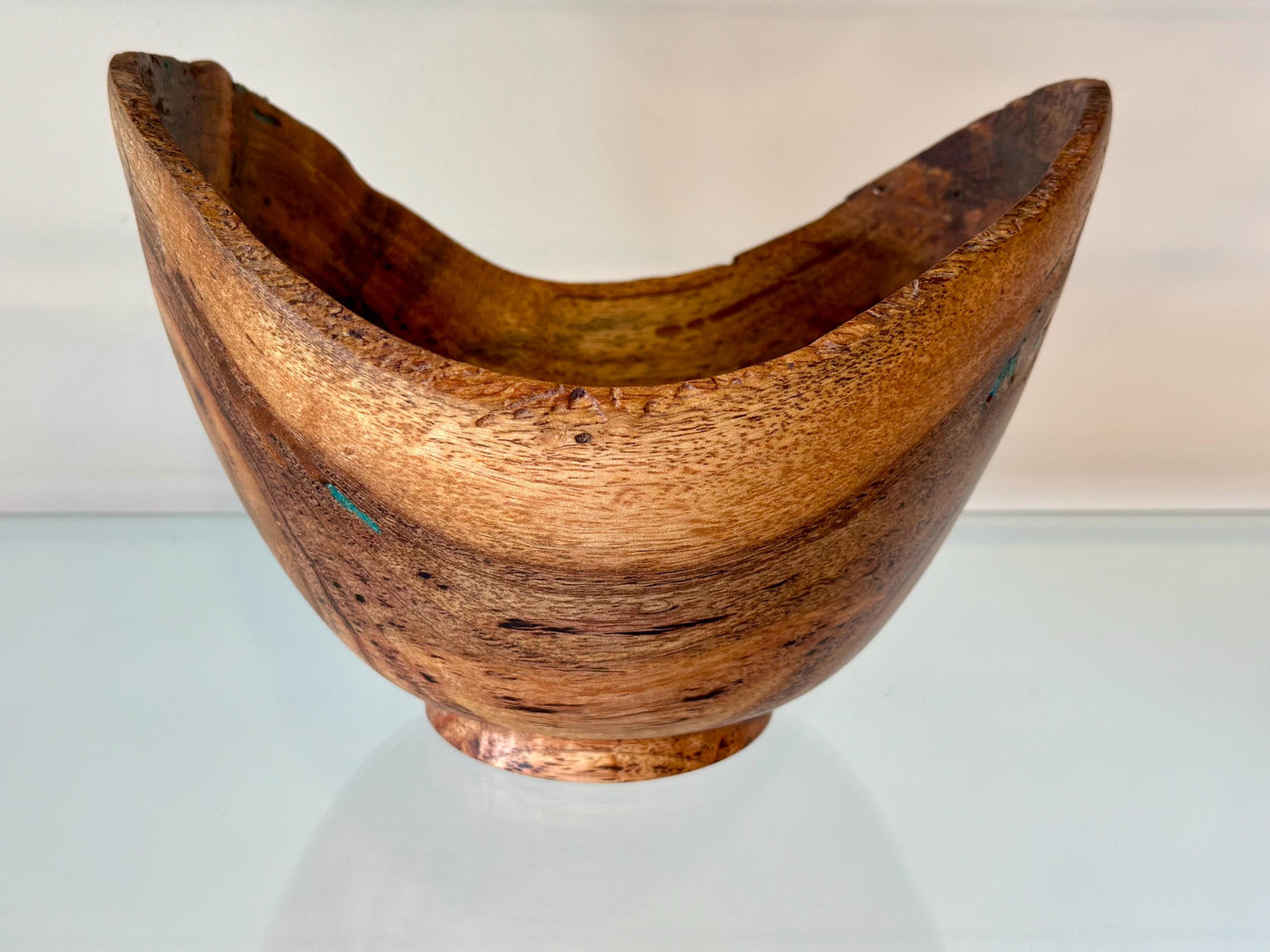 Mango Wood Bowl with Turquoise Inlay, Handmade wood bowl, Made in Hawaii by Llosh Winne, Organic wood bowl