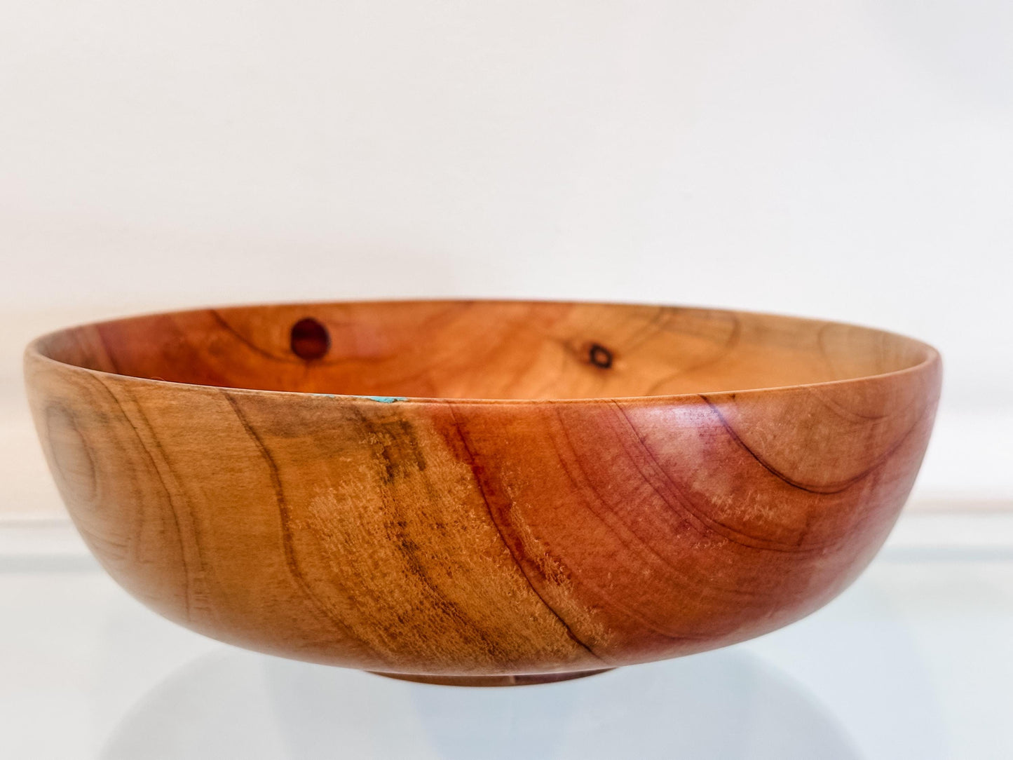 Cypress Wood Salad Bowl with Turquoise Inlay, Handmade in Hawaii, Organic, Food Safe