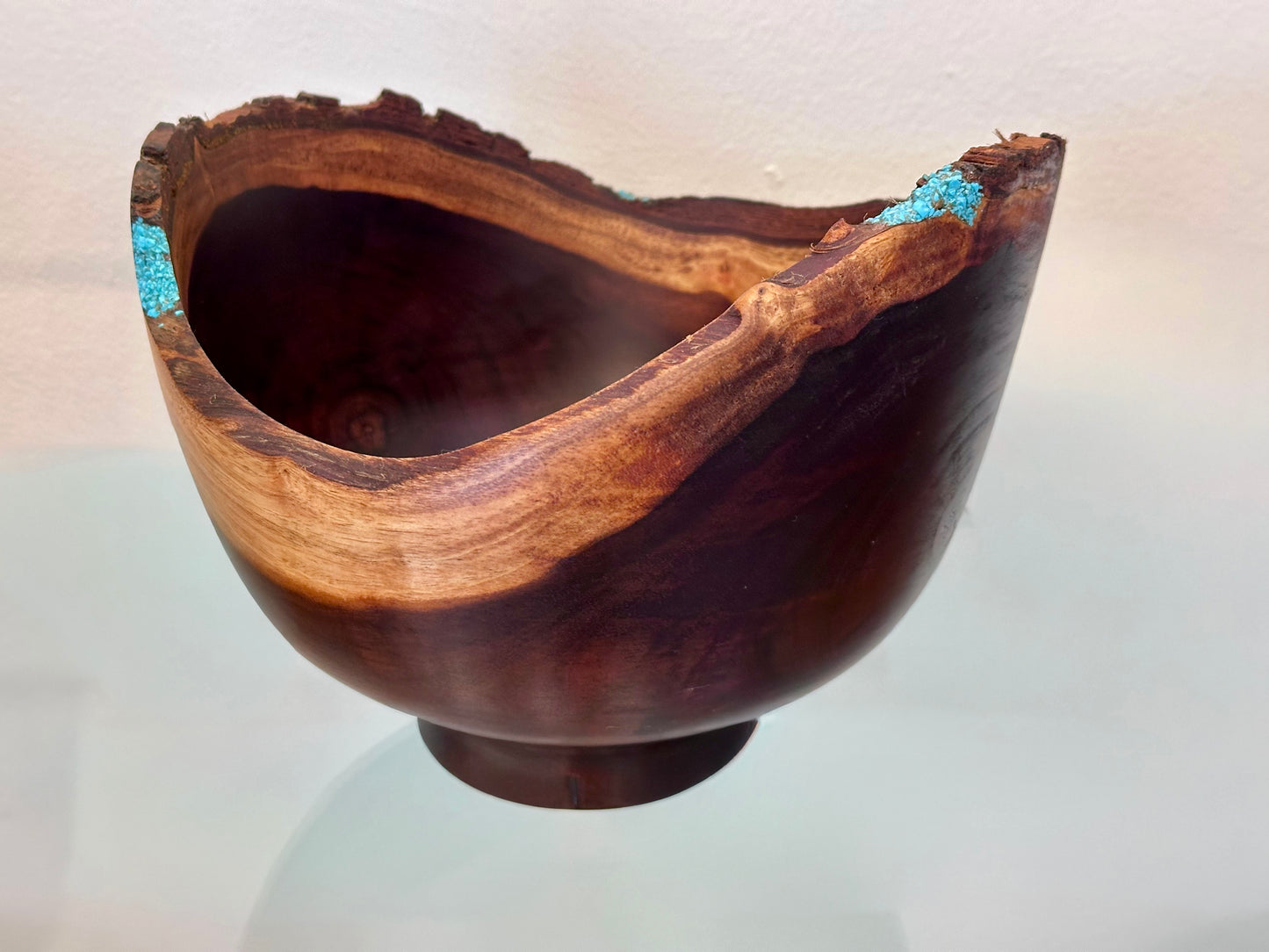 Natural Edge Artisanal Milo Wood Bowl, Handmade in Hawaii by Bowl Turner Llosh Winne