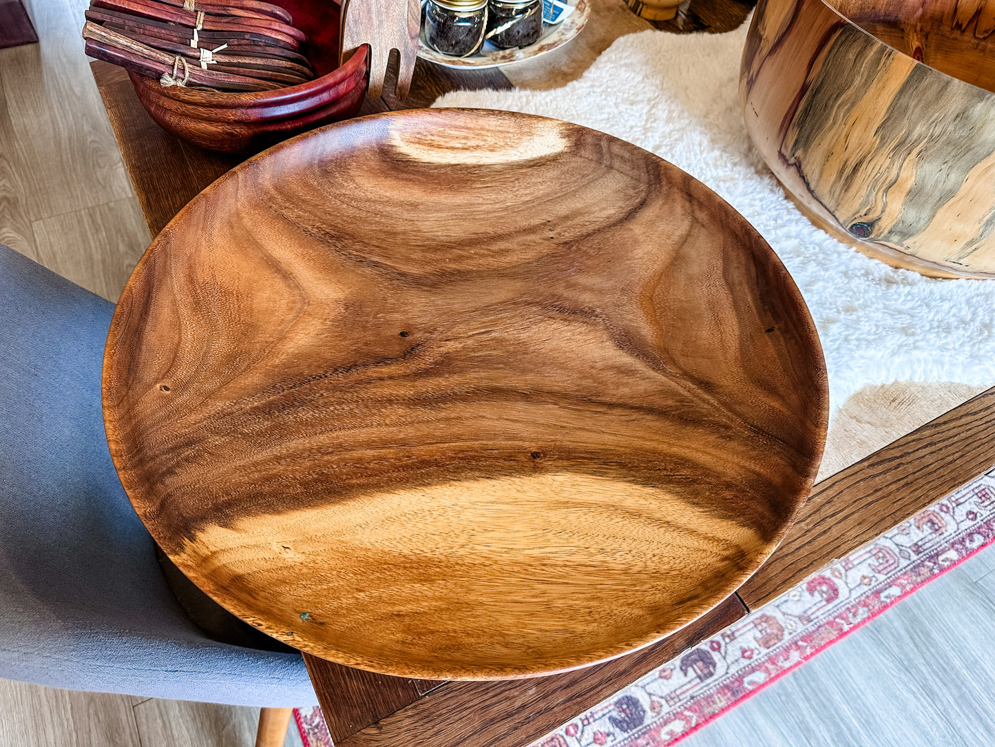 Extra Large Hand-Turned Monkeypod Wood Bowl, Perfect table centerpiece, wedding gift, salad bowl, Food Safe, Organic, XL Wood Salad Bowl