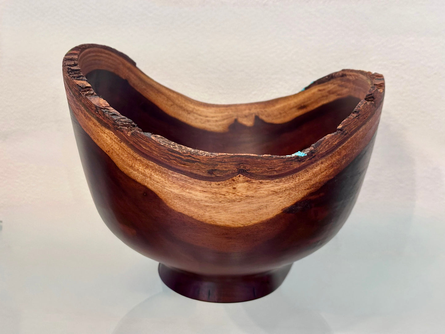 Natural Edge Artisanal Milo Wood Bowl, Handmade in Hawaii by Bowl Turner Llosh Winne