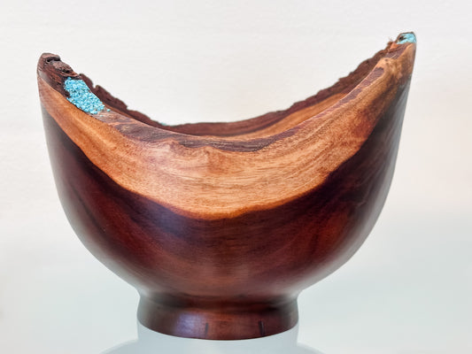 Natural Edge Artisanal Milo Wood Bowl, Handmade in Hawaii by Bowl Turner Llosh Winne