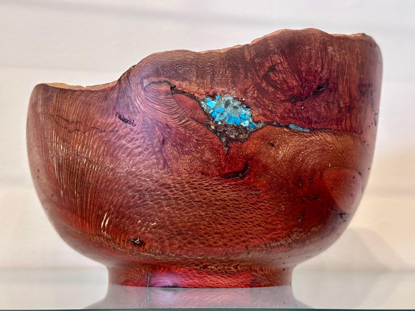 Macadamia Nut Wood Bowl, Natural Edge with Turquoise and Inlay detailing, Kintsugi Bowl, Handmade in Hawaii, Decorative Wood Bowl