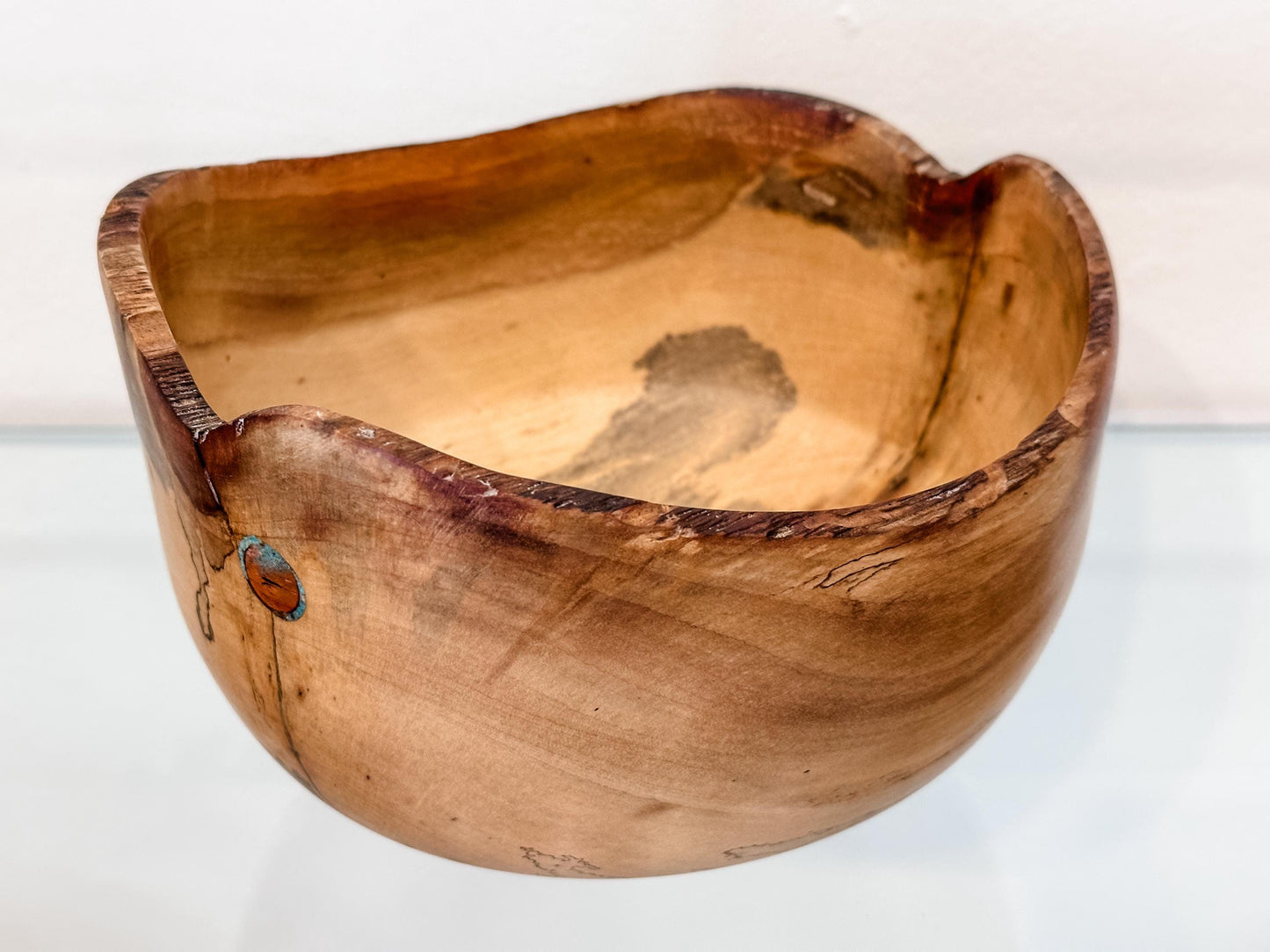Hawaiian Lama Wood Bowl, Hand-turned Wood Bowl, Wood Bowl, Handmade in Hawaii, with Turquoise Inlay, Food Safe