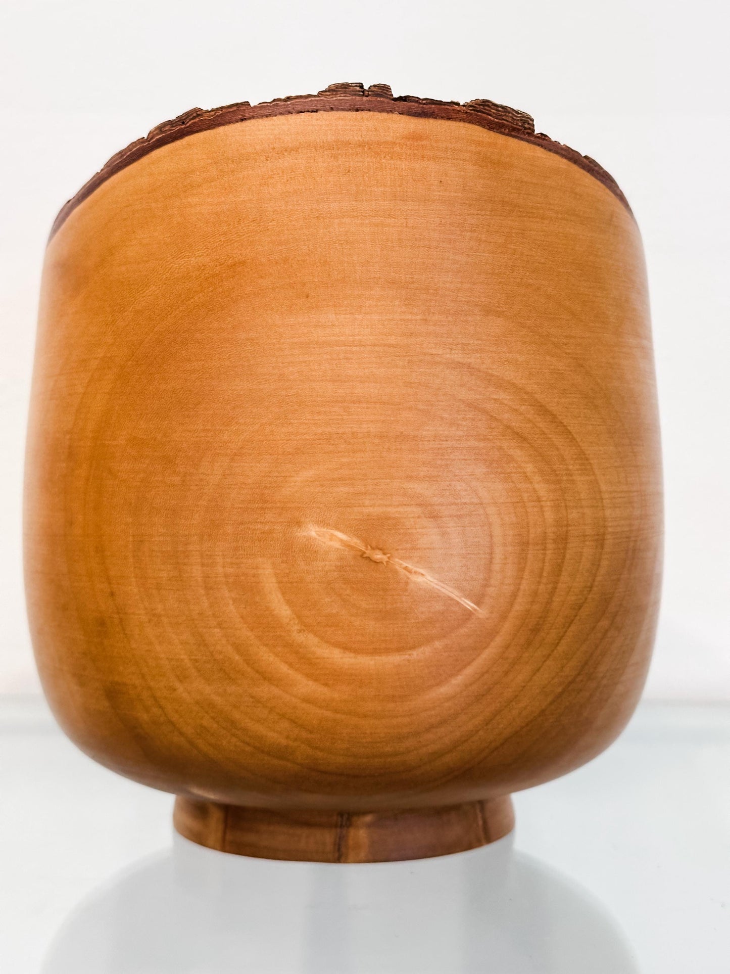 Jacaranda Wood Bowl, Handmade, Artisanal, Natural Edge, with Bark Inclusion and Turquoise Inlay, Hand-carved out of jacaranda wood in Hawaii