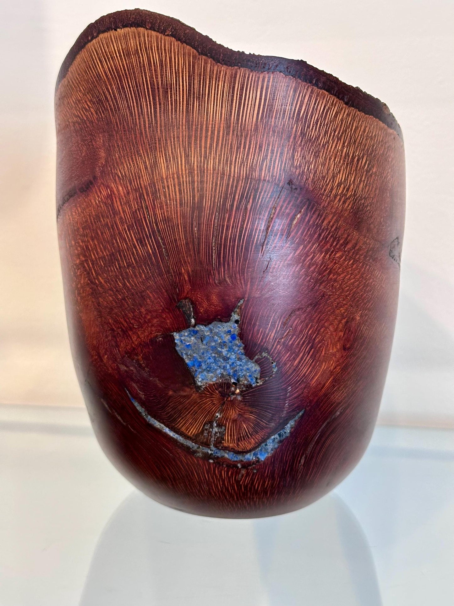 Macadamia Nut Wood Bowl, Natural Edge Macadamia Nut Wood Bowl with Lapis Lazuli Inlay, Kintsugi Bowl, Artisanal Wood Bowl,Handmade in Hawaii