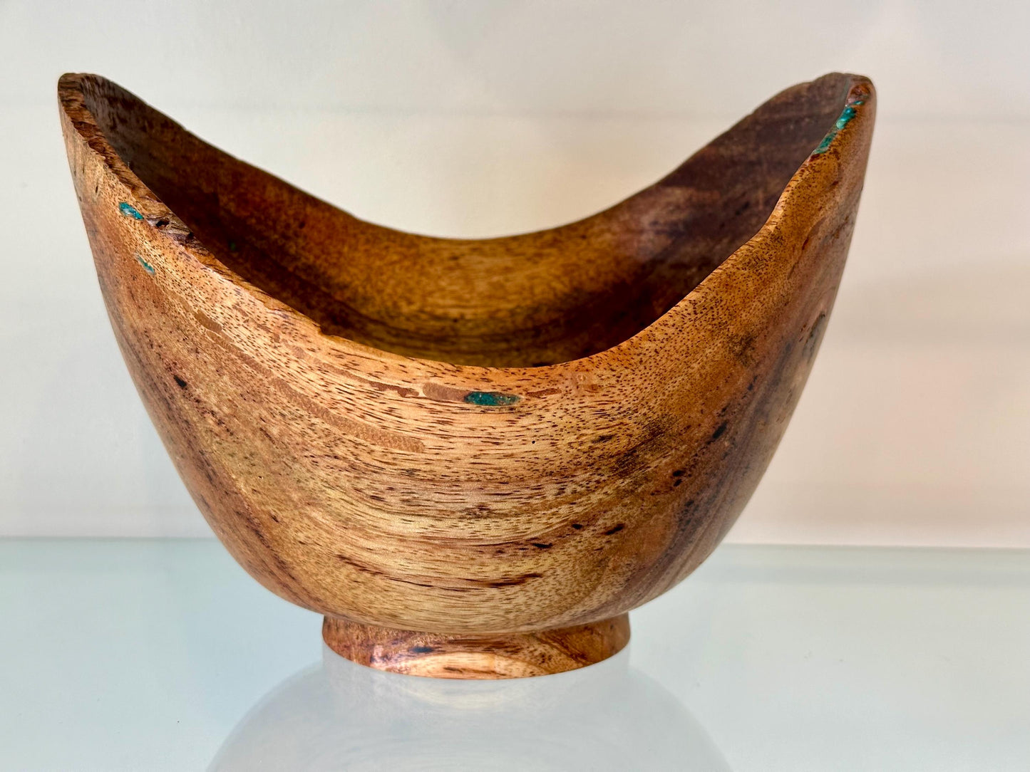 Mango Wood Bowl with Turquoise Inlay, Handmade wood bowl, Made in Hawaii by Llosh Winne, Organic wood bowl
