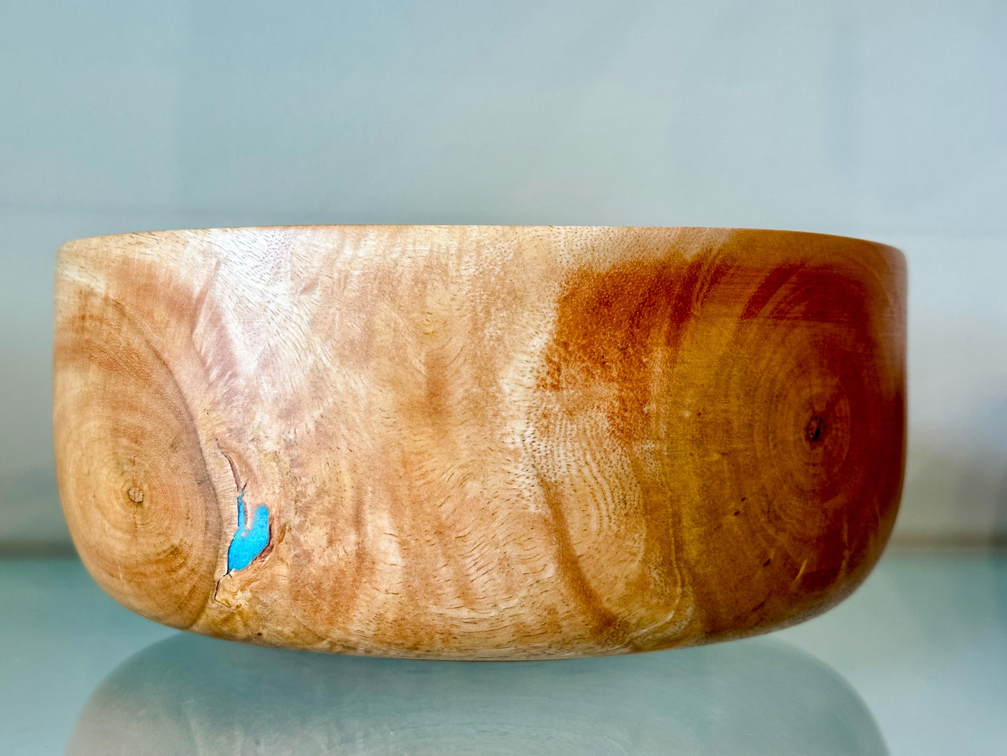 Mango Wood Bowl, Salad Bowl, Handmade Wood Salad Bowl, Mango Bowl, Mango Wood Salad Bowl with Turquoise, Organic, Food Safe