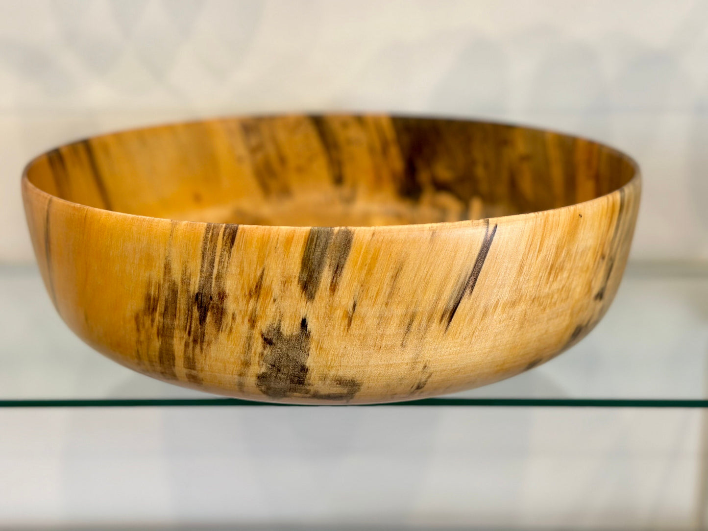 Large Wood Bowl, Handturned Wood Bowl, Norfolk Pine Wood Bowl, Decorated with Turquoise inlay, Handmade in Hawaii by Llosh Winne