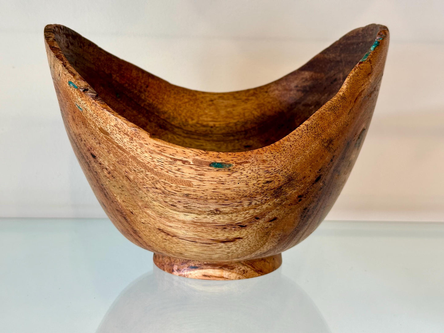 Mango Wood Bowl with Turquoise Inlay, Handmade wood bowl, Made in Hawaii by Llosh Winne, Organic wood bowl