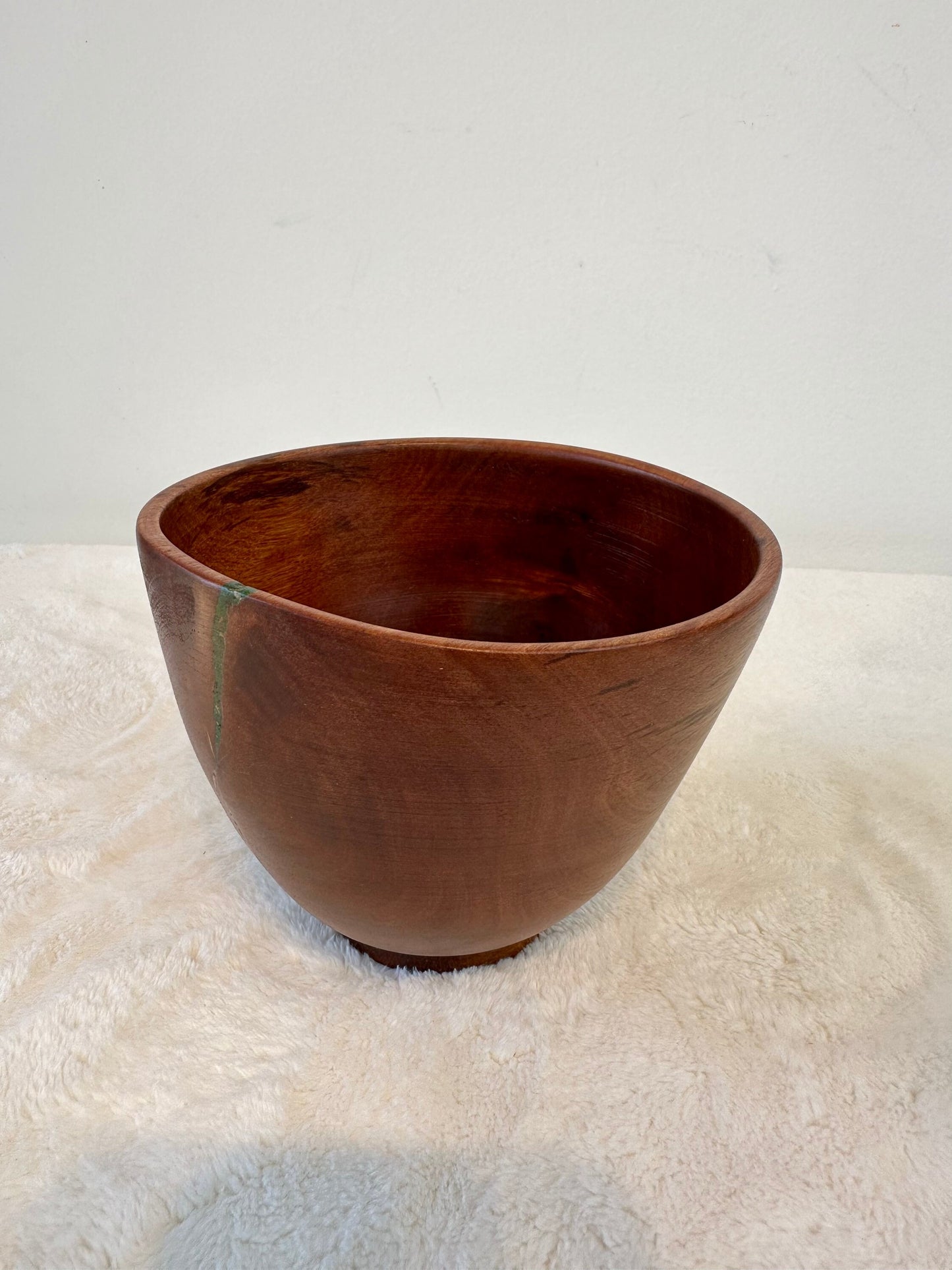 Handmade Artisanal Avocado Wood Bowl with Turquoise Kintsugi Inlay, 6 inches diameter x 5 inches tall, Made in Hawaii