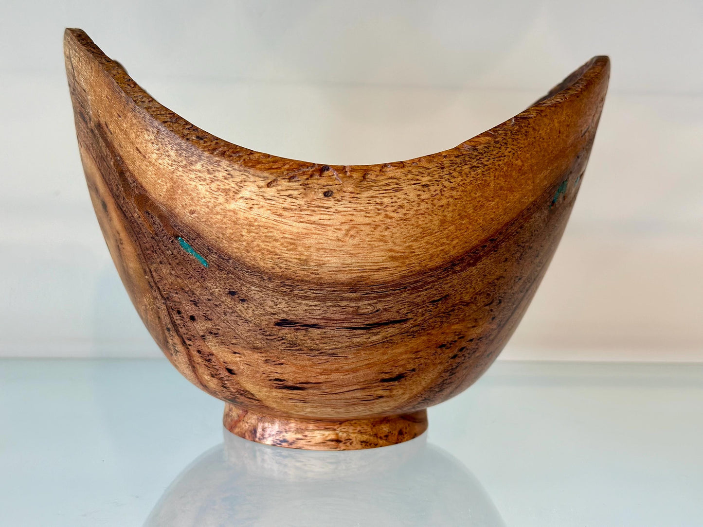 Mango Wood Bowl with Turquoise Inlay, Handmade wood bowl, Made in Hawaii by Llosh Winne, Organic wood bowl