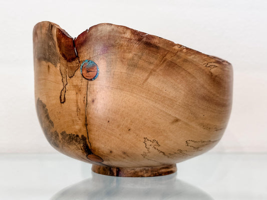 Hawaiian Lama Wood Bowl, Hand-turned Wood Bowl, Wood Bowl, Handmade in Hawaii, with Turquoise Inlay, Food Safe