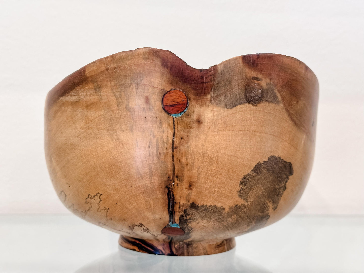 Hawaiian Lama Wood Bowl, Hand-turned Wood Bowl, Wood Bowl, Handmade in Hawaii, with Turquoise Inlay, Food Safe