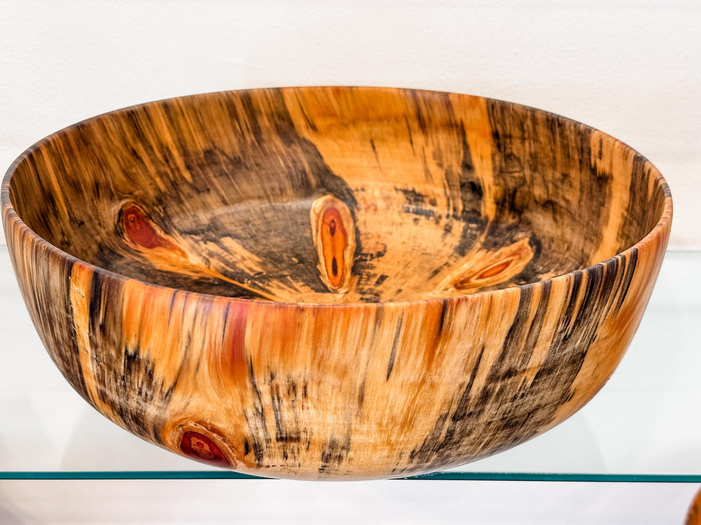 Handmade Large Norfolk Pine Wood Bowl with Turquoise Inlay Detail, Food Safe Salad Bowl, Organic Wood Salad Bowl, Large Wood Salad Bowl