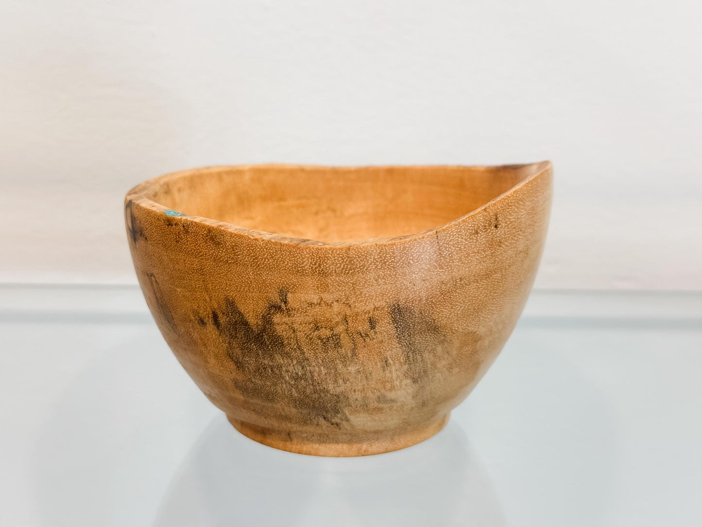 Natural Edge Tamarind Wood Bowl Detailed with Turquoise Gemstone Inlay, Handmade in Hawaii by Llosh Winne