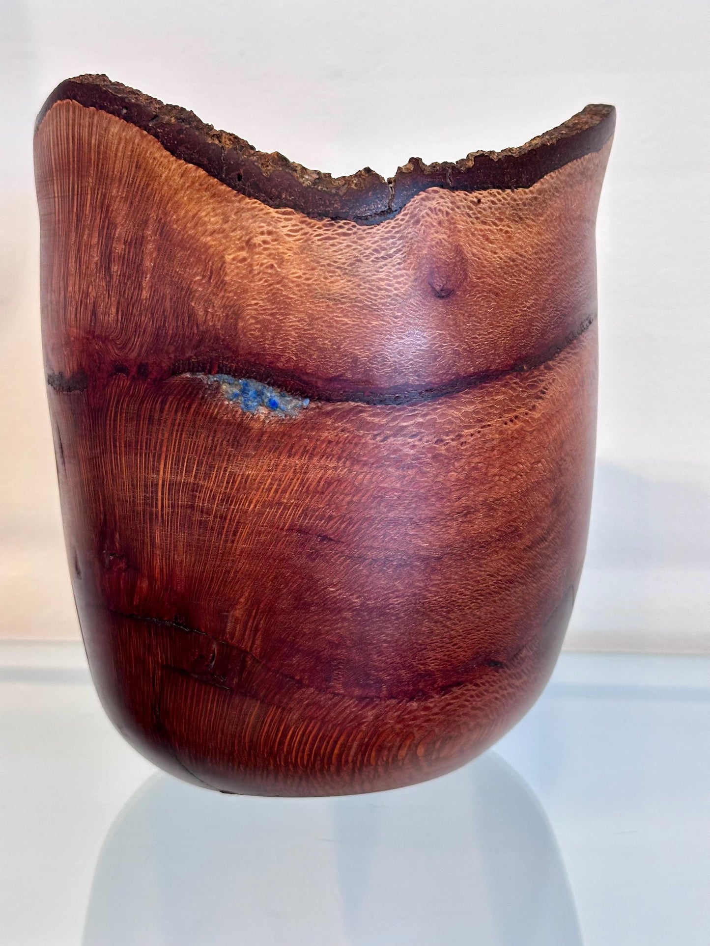 Macadamia Nut Wood Bowl, Natural Edge Macadamia Nut Wood Bowl with Lapis Lazuli Inlay, Kintsugi Bowl, Artisanal Wood Bowl,Handmade in Hawaii