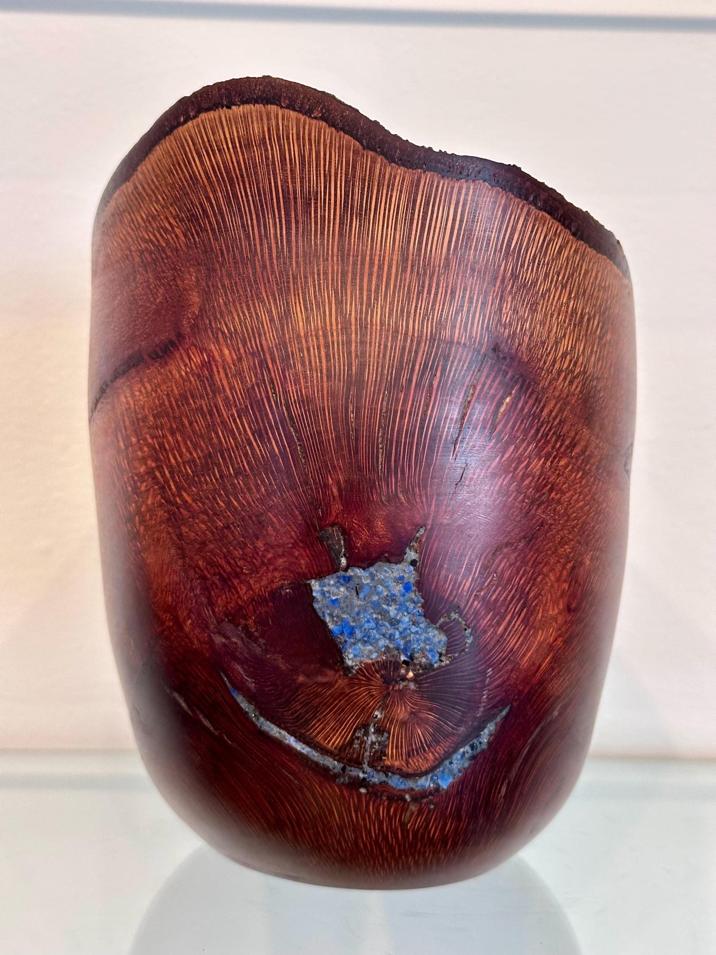 Macadamia Nut Wood Bowl, Natural Edge Macadamia Nut Wood Bowl with Lapis Lazuli Inlay, Kintsugi Bowl, Artisanal Wood Bowl,Handmade in Hawaii