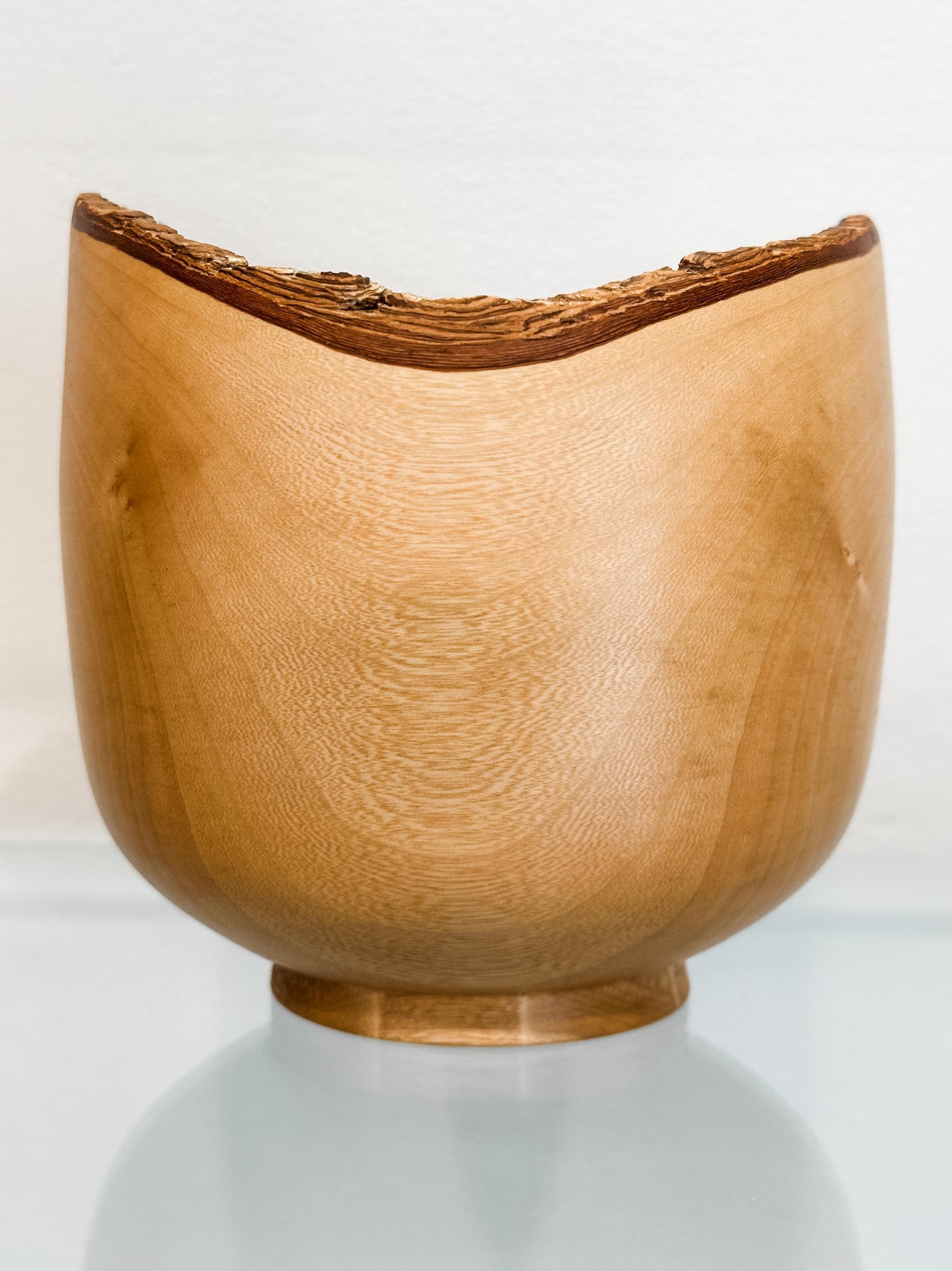 Jacaranda Wood Bowl with Live Edge Bark Inclusion and Turquoise Gemstone Inlay, Handmade in Hawaii, Organic